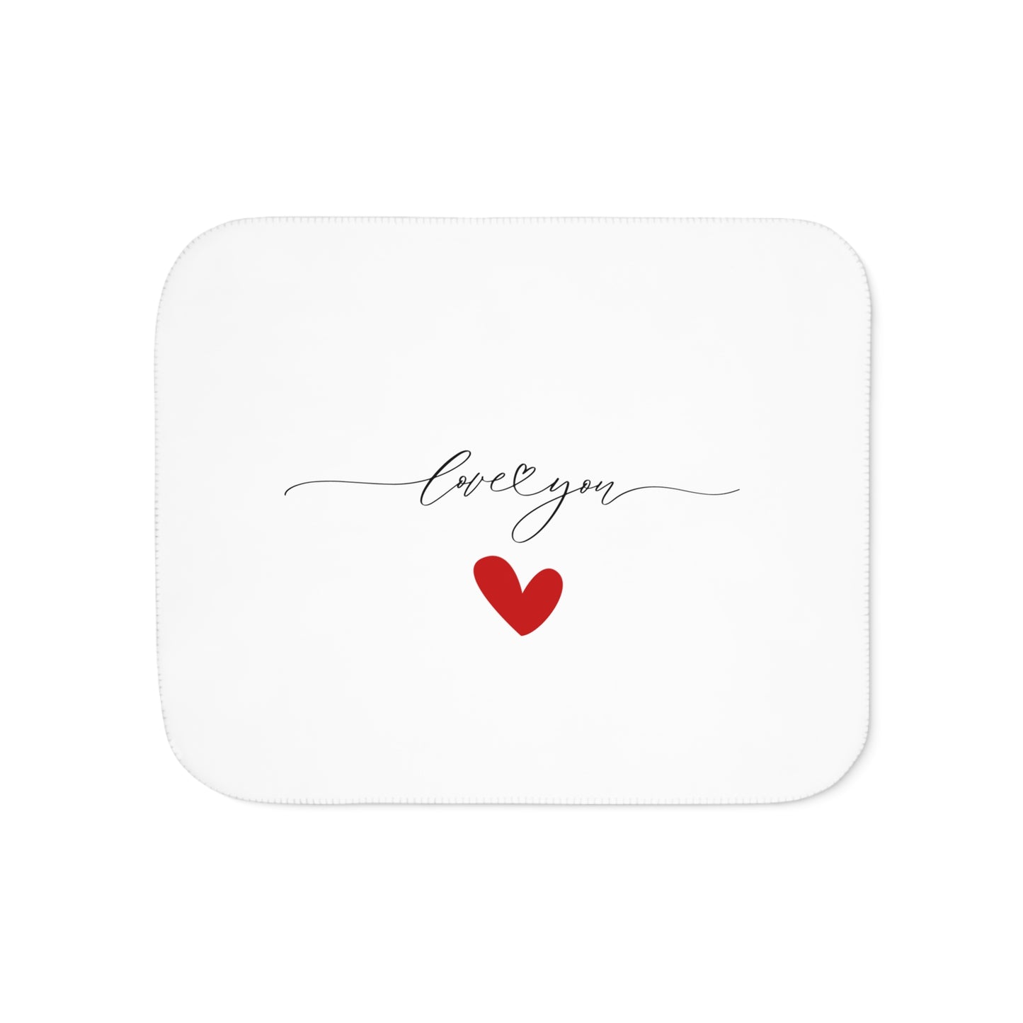 Love You Singnature with Heart Printed Sherpa Blenket for Valentine