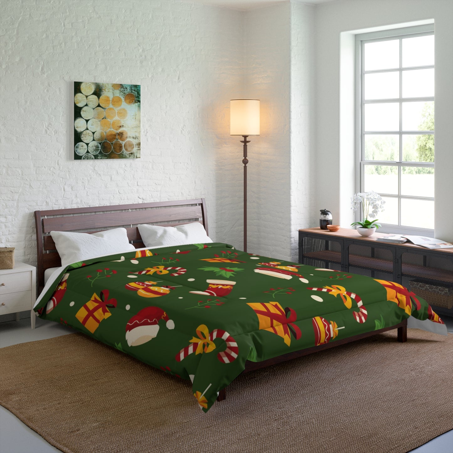 Dark Green Christmas Comforter