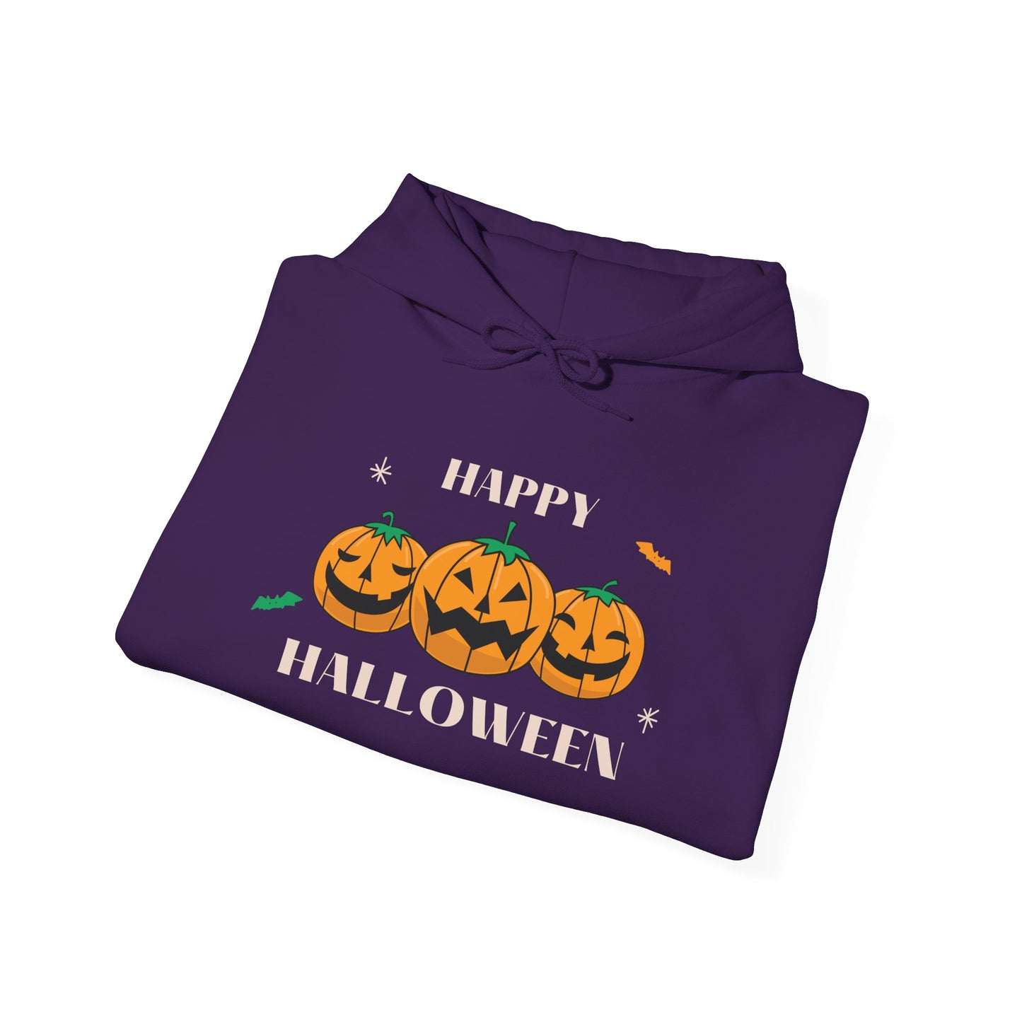 Happy Halloween" Pumpkin Trio Hoodie – Festive & Cozy for Spooky Season
