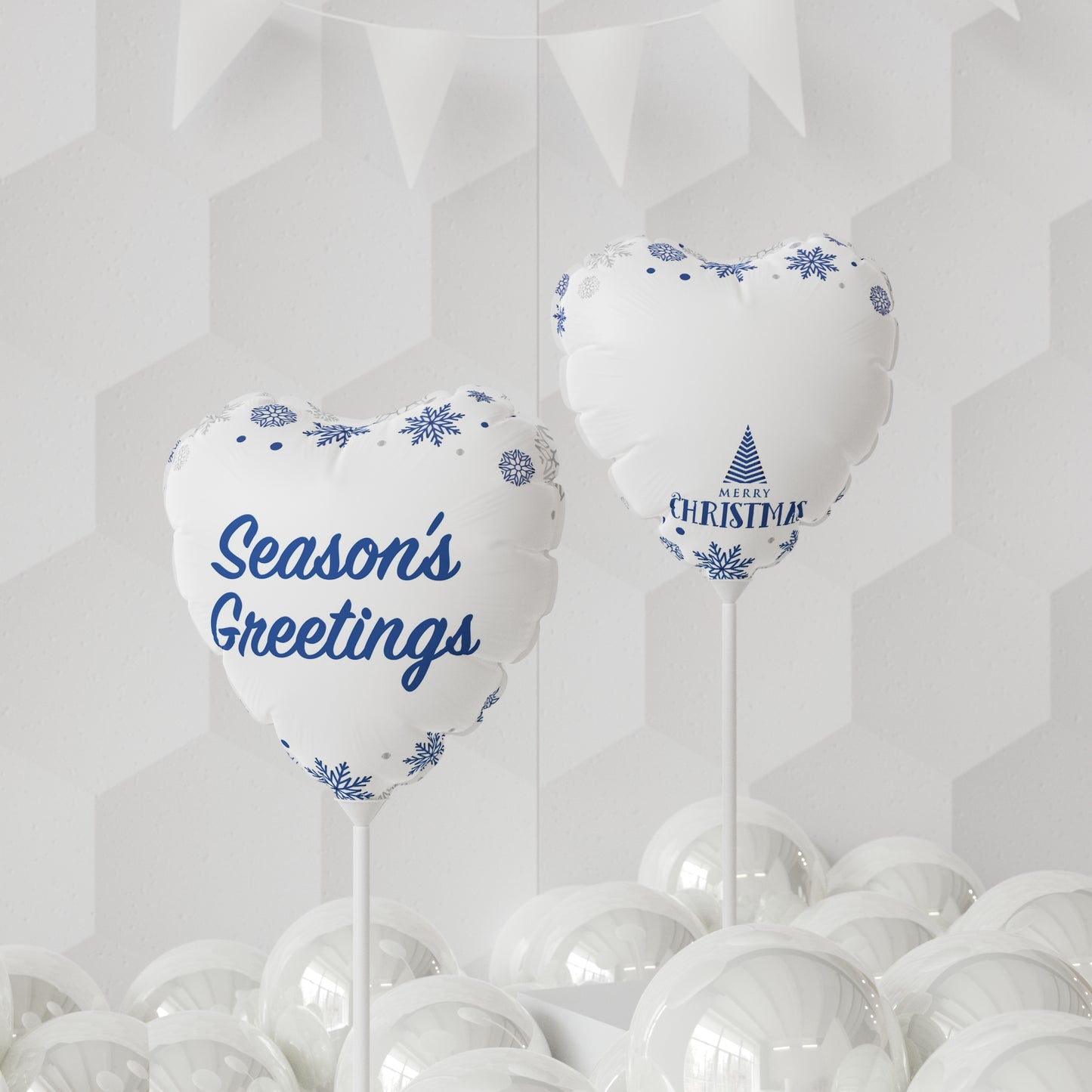 Season's Greetings Balloon (Round and Heart-shaped), 11", White