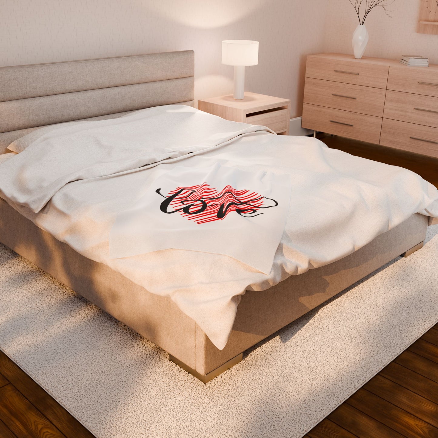 Love Inside Heart Printed Velveteen Plush Blanket for Valentine