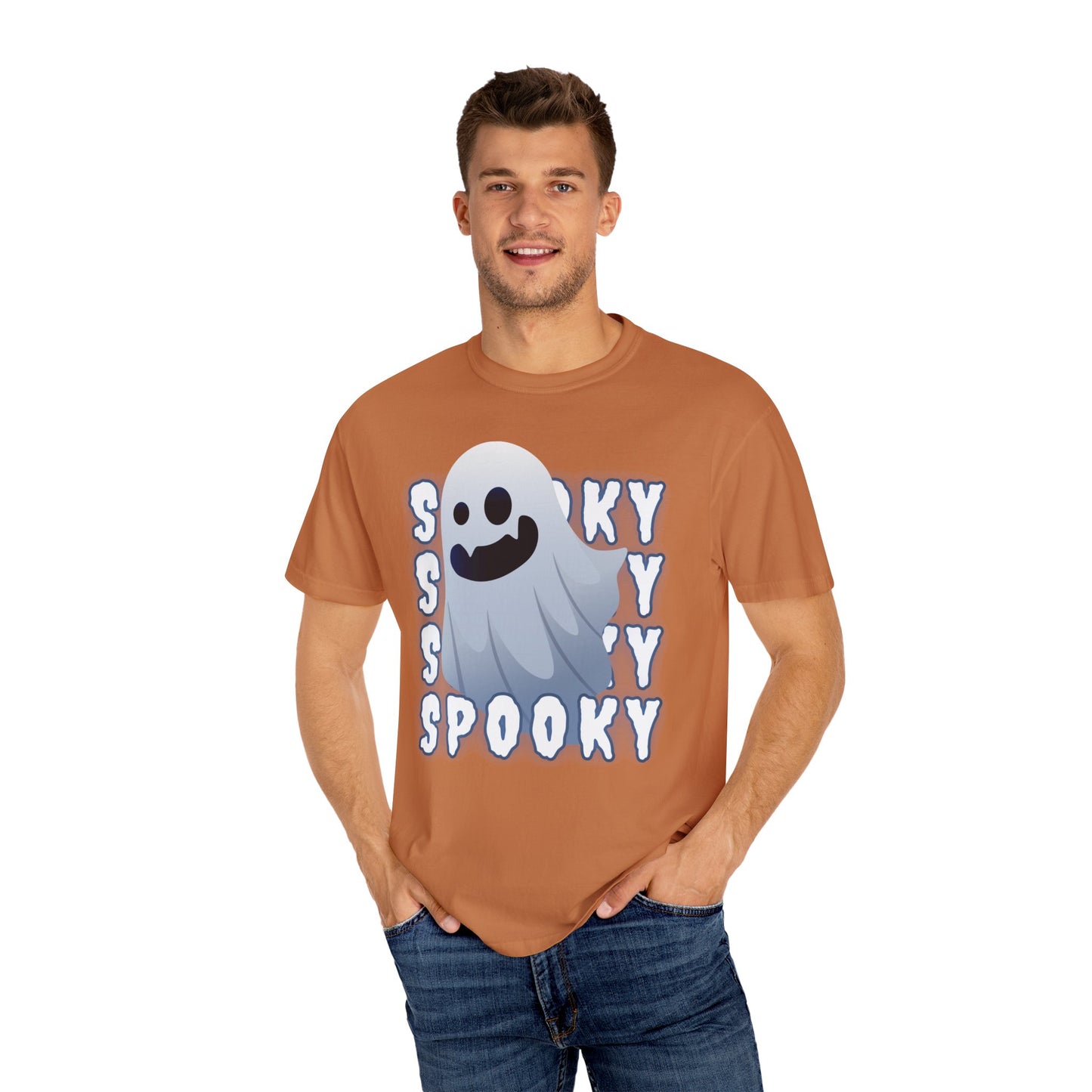 Spooky Stack Tee - Unisex Garment-Dyed T-shirt with Smiling Ghosts