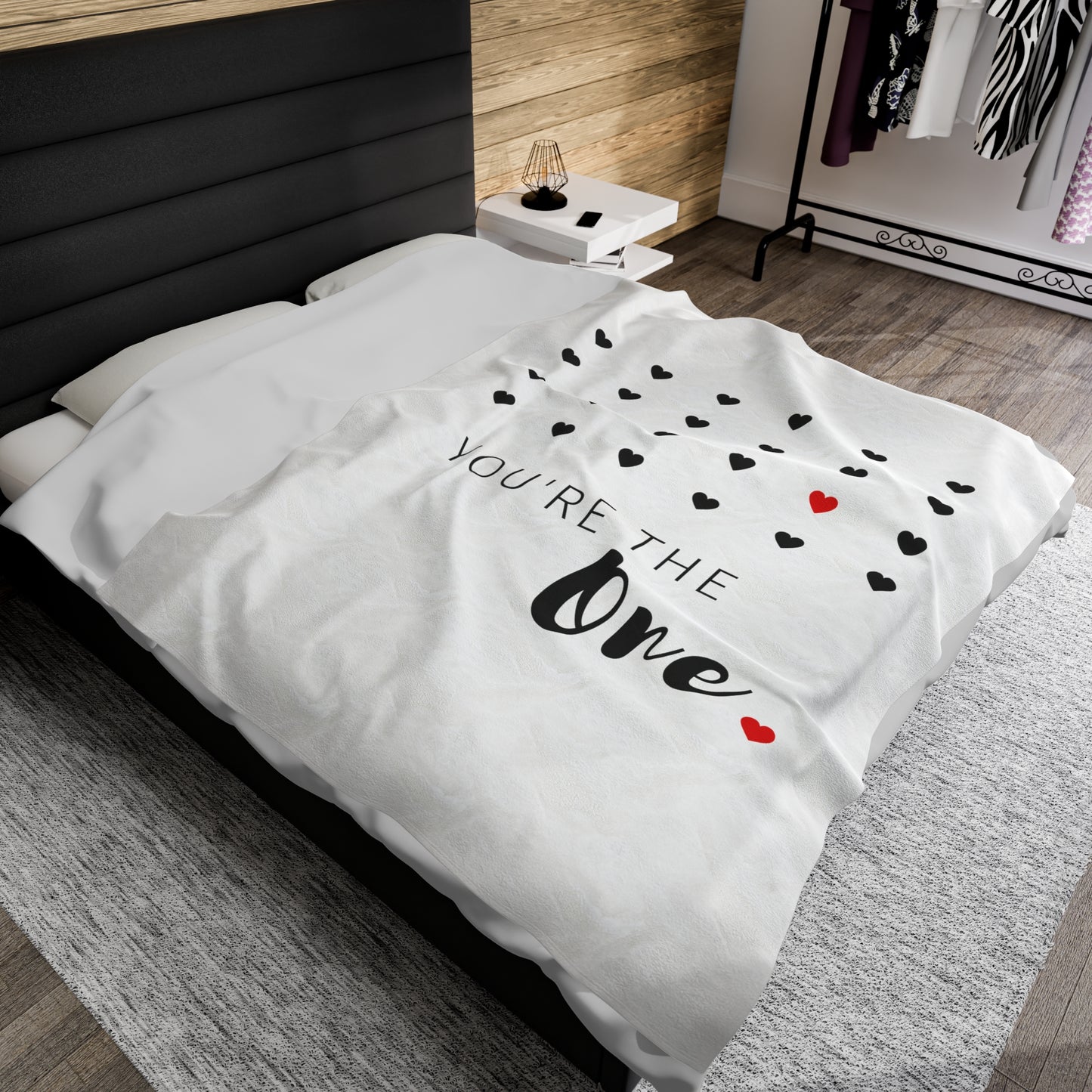 You are the one, Velveteen Plush Blanket for Valentine