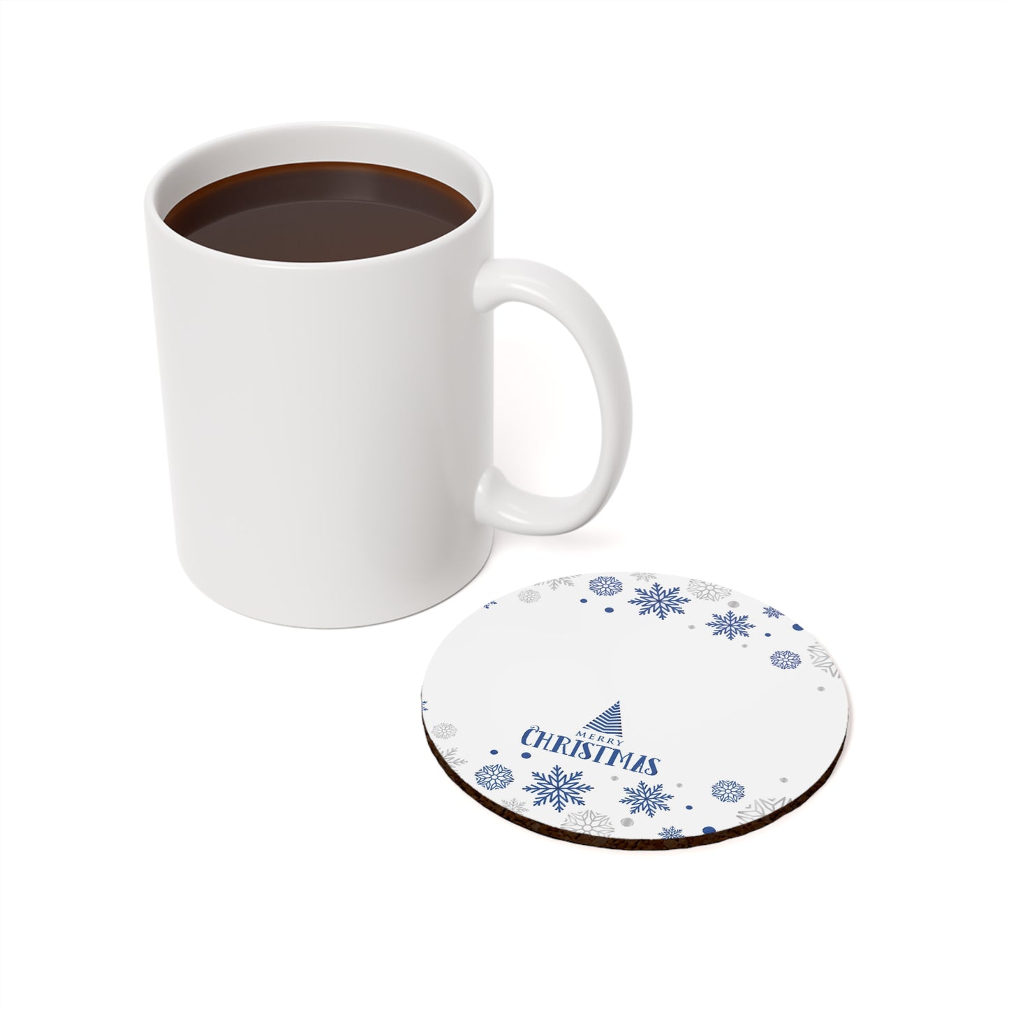 White Christmas Cork Back Coaster