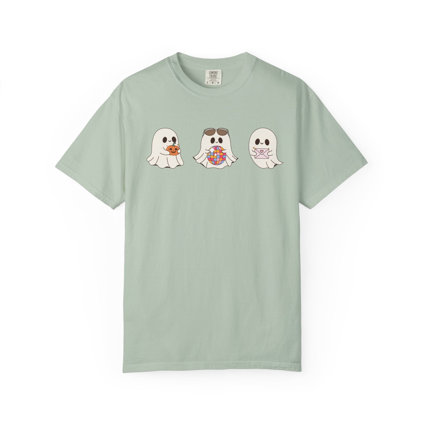 Three Cute Ghosts with Pumpkin, Trick or Treat Party Outfit – October Holiday Shirt