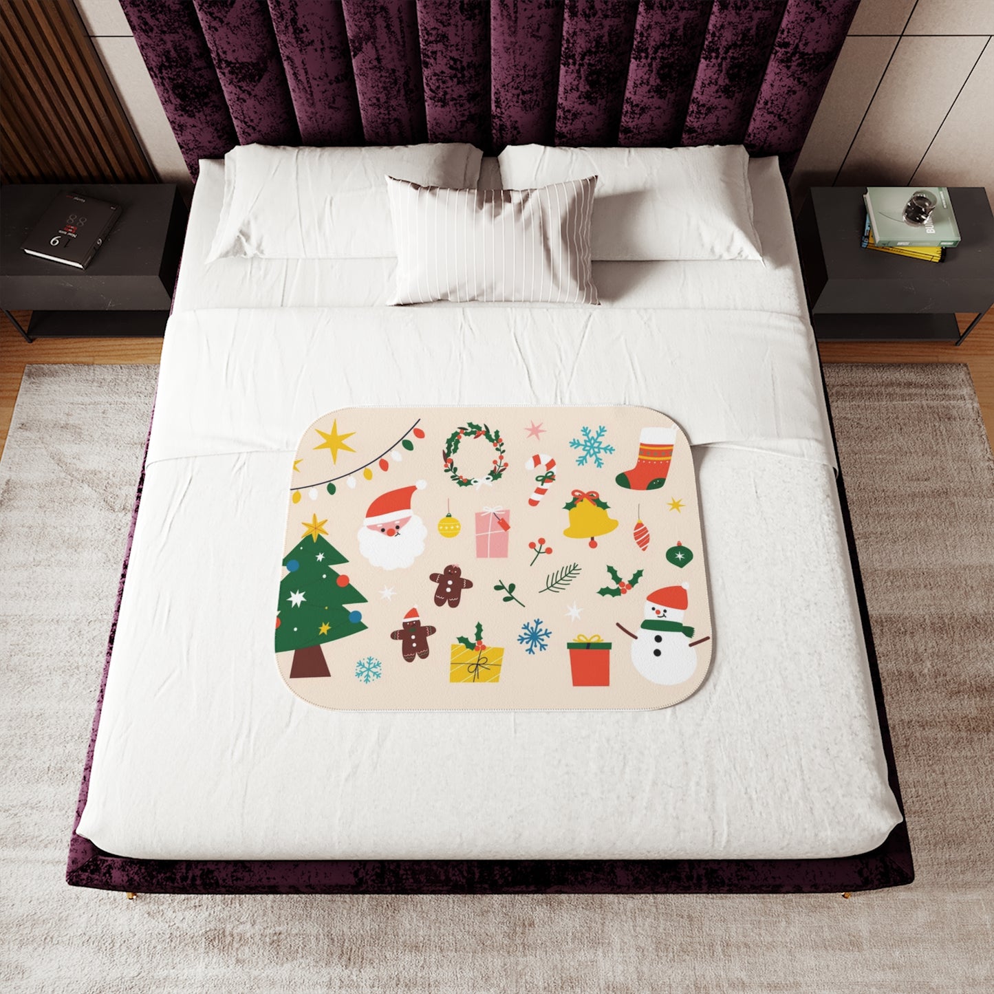 Beige Christmas Sherpa Blankets