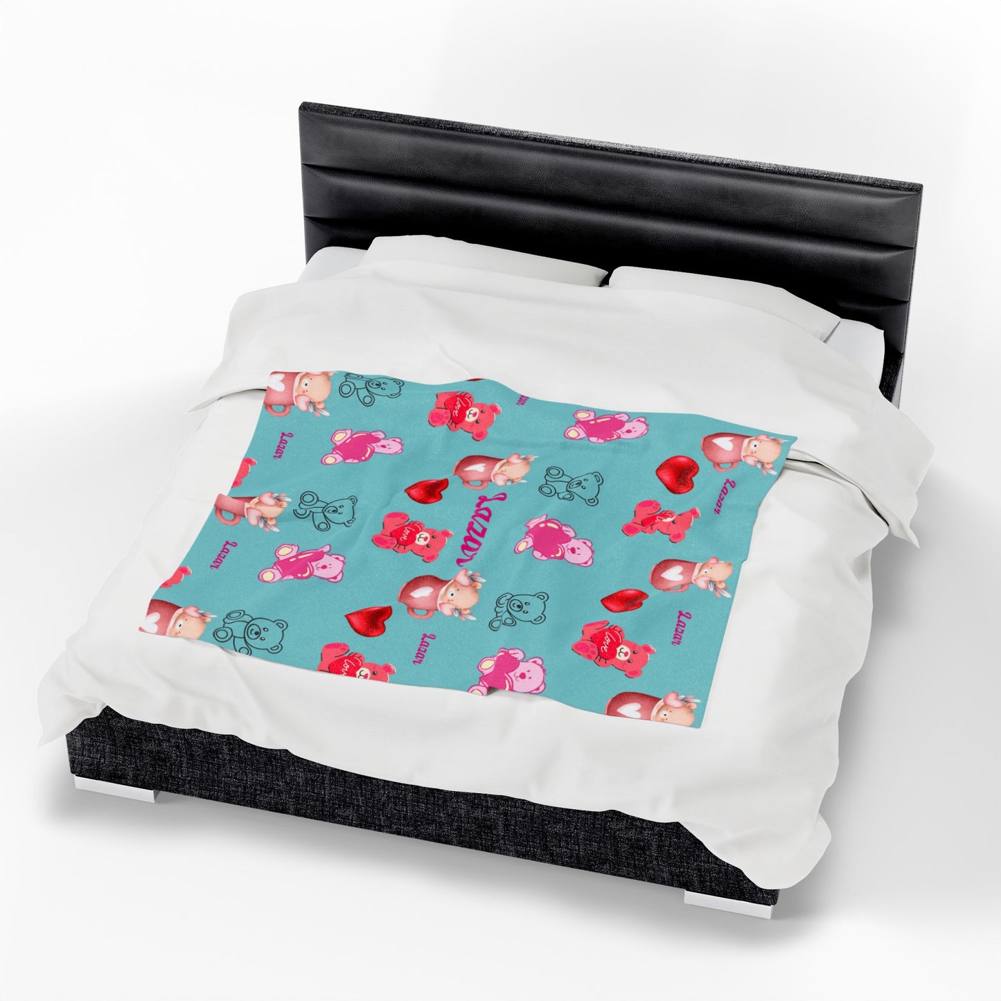 Personalized Teddy Bear Plush Blanket for Toddlers - Cute and Cozy Baby Shower Gift