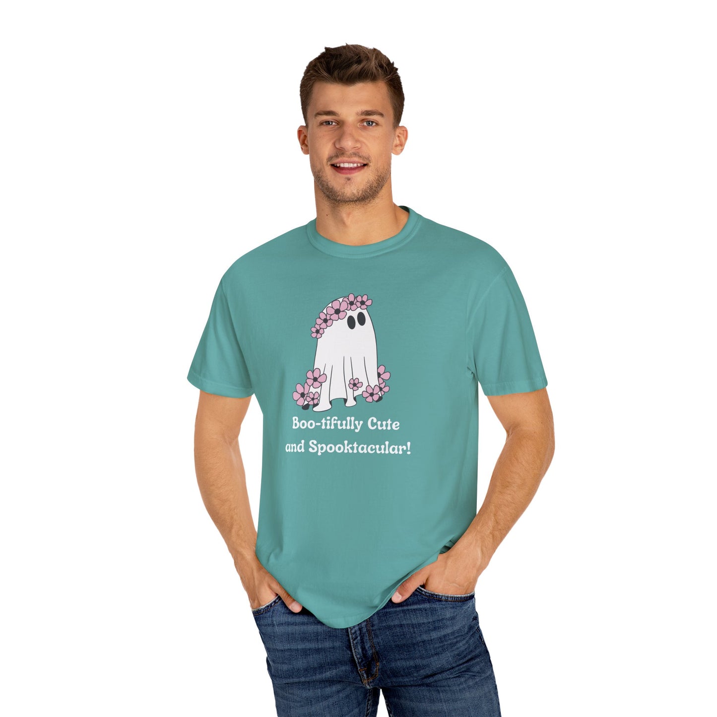 Boo-tiful Ghost Tee – Floral Charm Meets Halloween Fun!