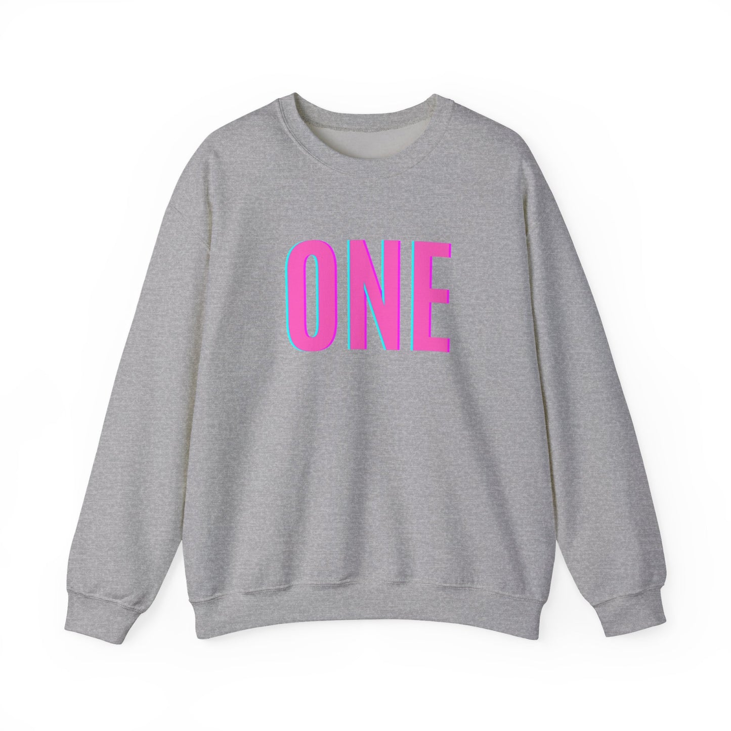 ONE Print White Unisex SweatshirtCrewneck Sweatshirt