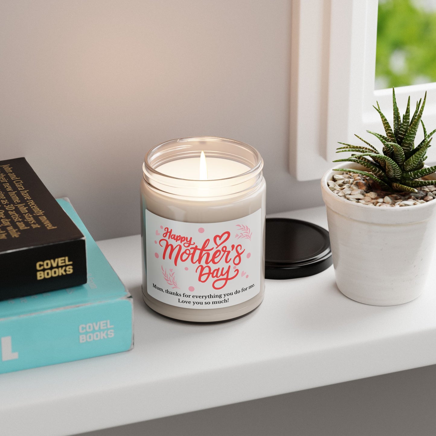 Scented Soy Candle – “Happy Mother’s Day” Floral Label – Gift for Mum, 9oz
