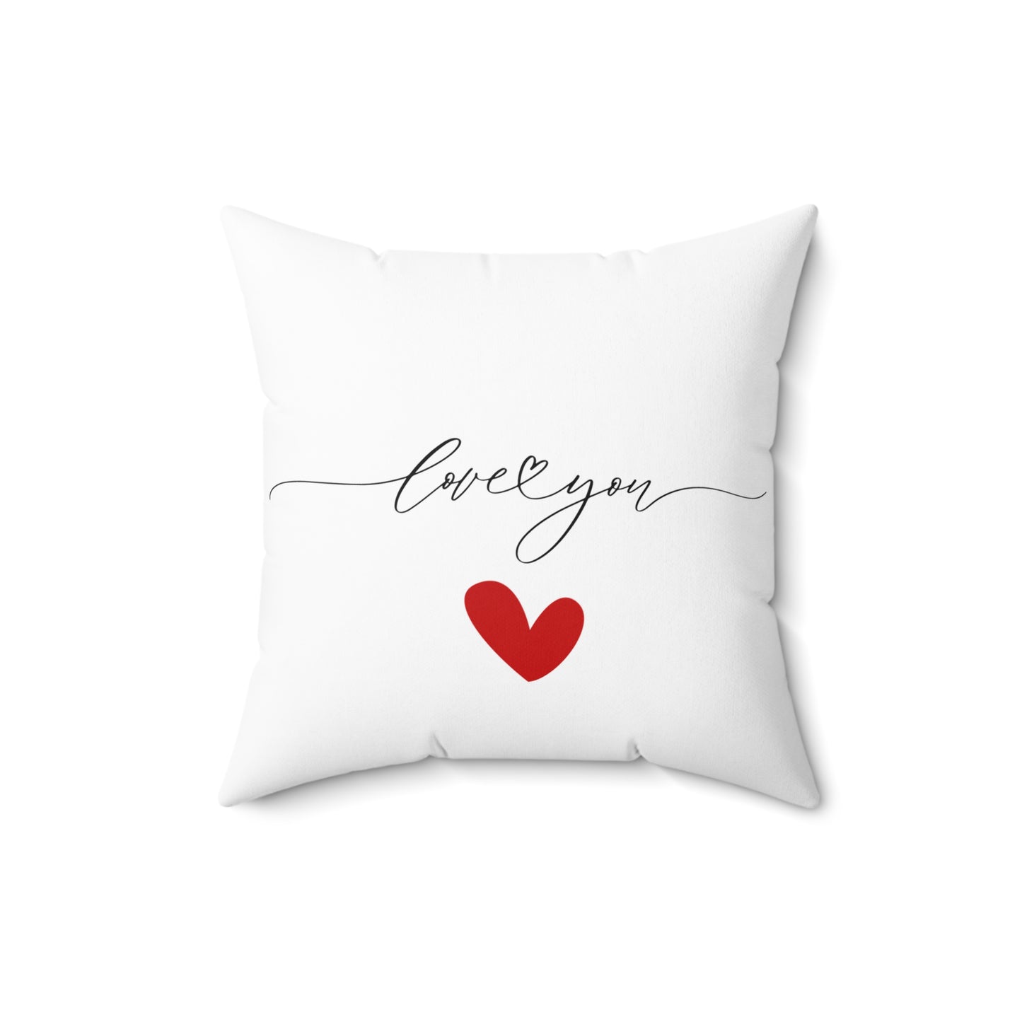 Love You – Decorative Throw Pillow with Red Heart – Double-Sided Indoor Accent