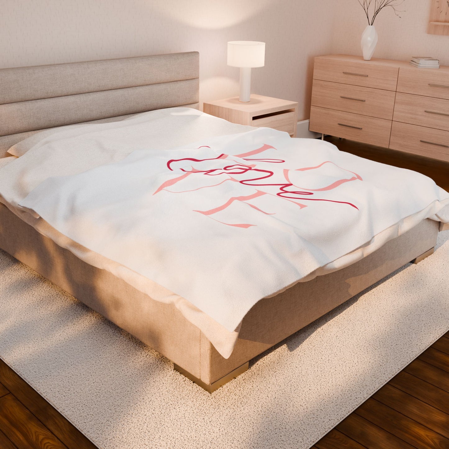Love Printed Velveteen Plush Blanket for Valentine