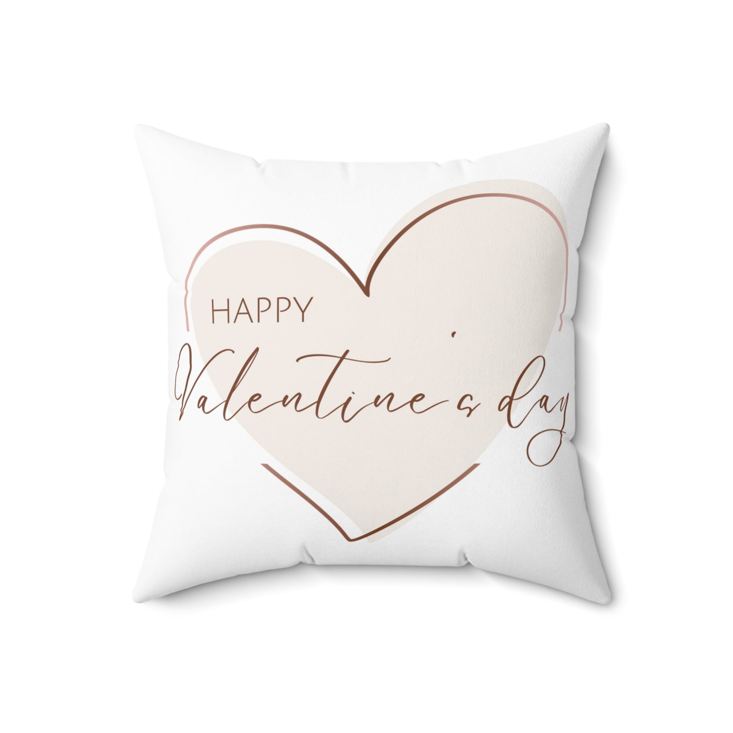 Valentine’s Day Throw Pillow with Heart Outline and “Happy Valentine’s Day” Script – Double-Sided Print