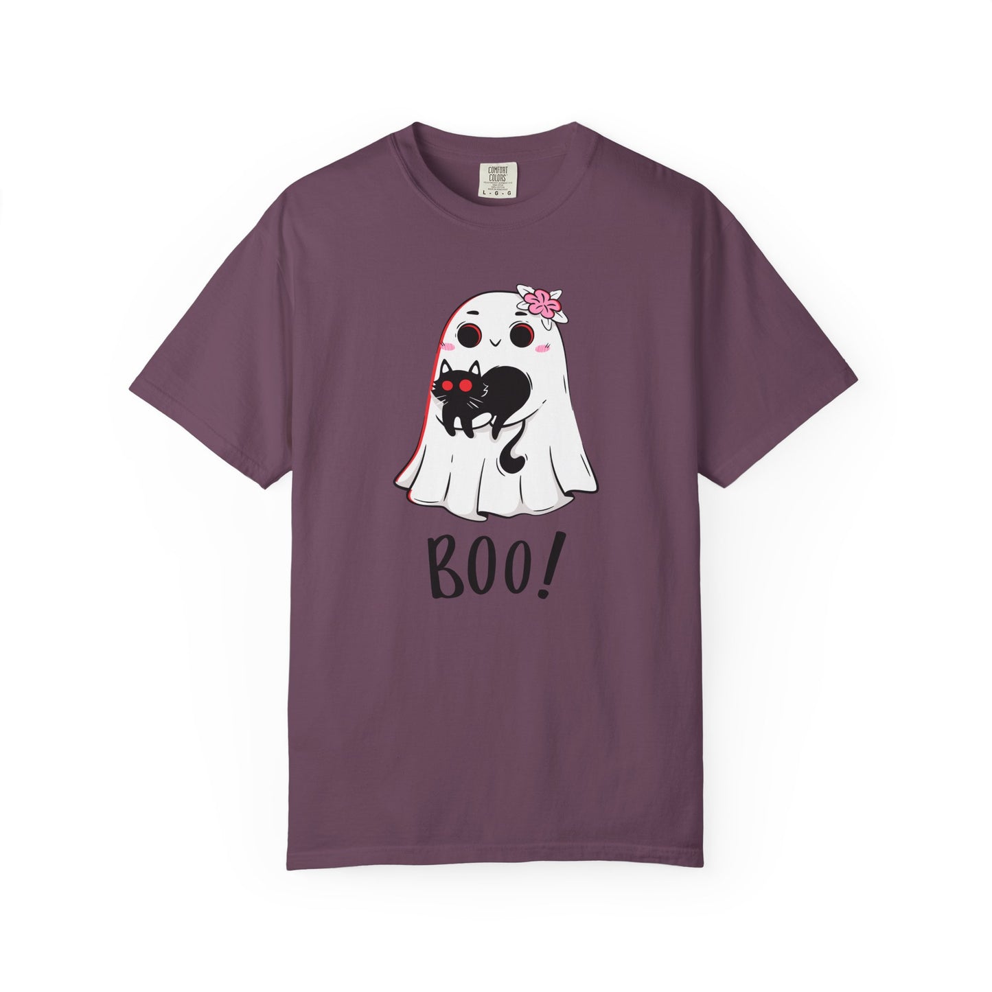 BOO Buddies Tee – Ghost & Cat Duo with Floral Charm