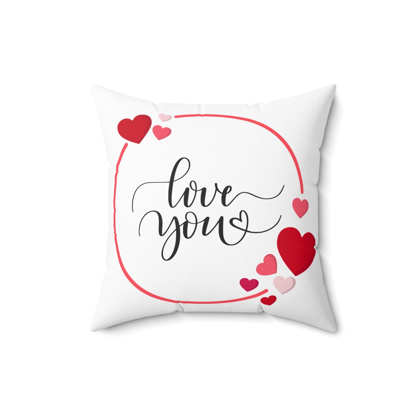 Love You – Heart Accent Pillow – Double-Sided Print, Indoor Decor