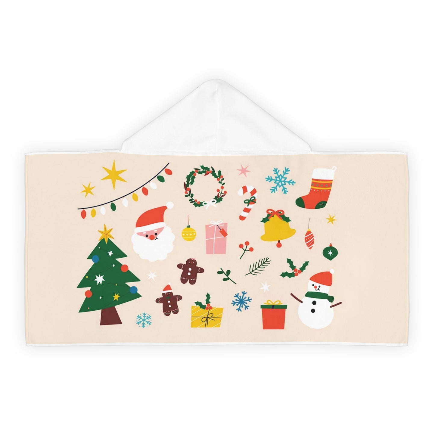 Soft and Cozy Christmas Youth Hooded Towel with Terry Cotton Lining