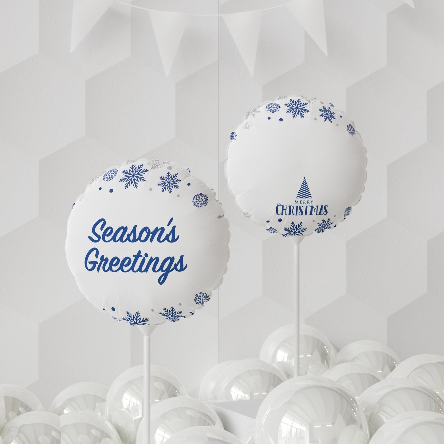 Season's Greetings Balloon (Round and Heart-shaped), 11", White
