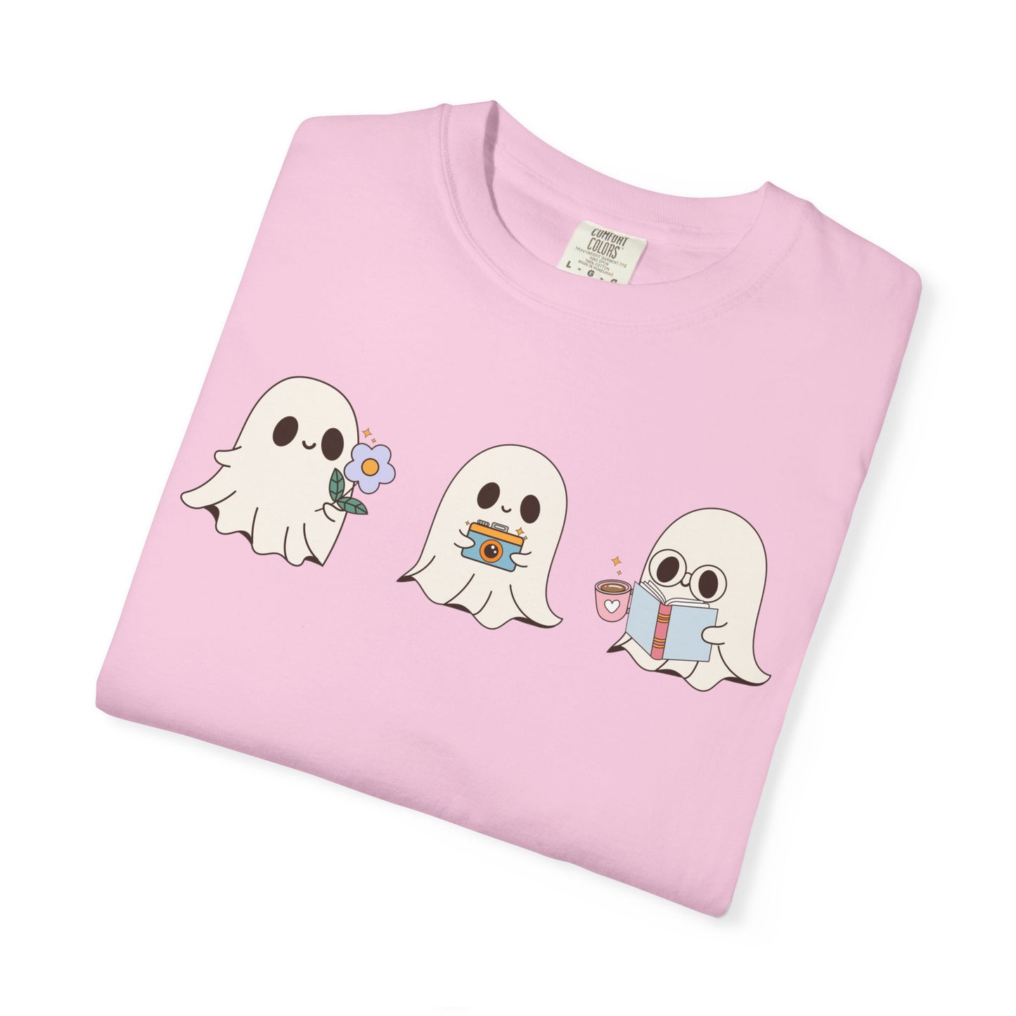Cute Ghost Trio Halloween T-Shirt – Spooky Season Graphic Tee