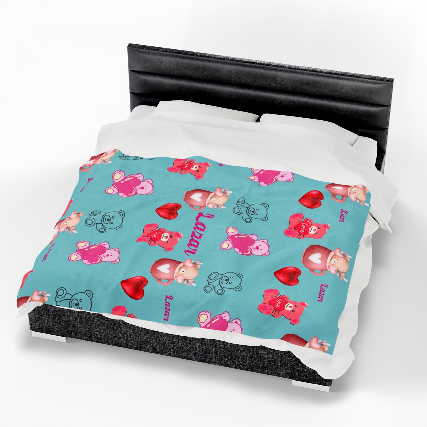 Personalized Teddy Bear Plush Blanket for Toddlers - Cute and Cozy Baby Shower Gift