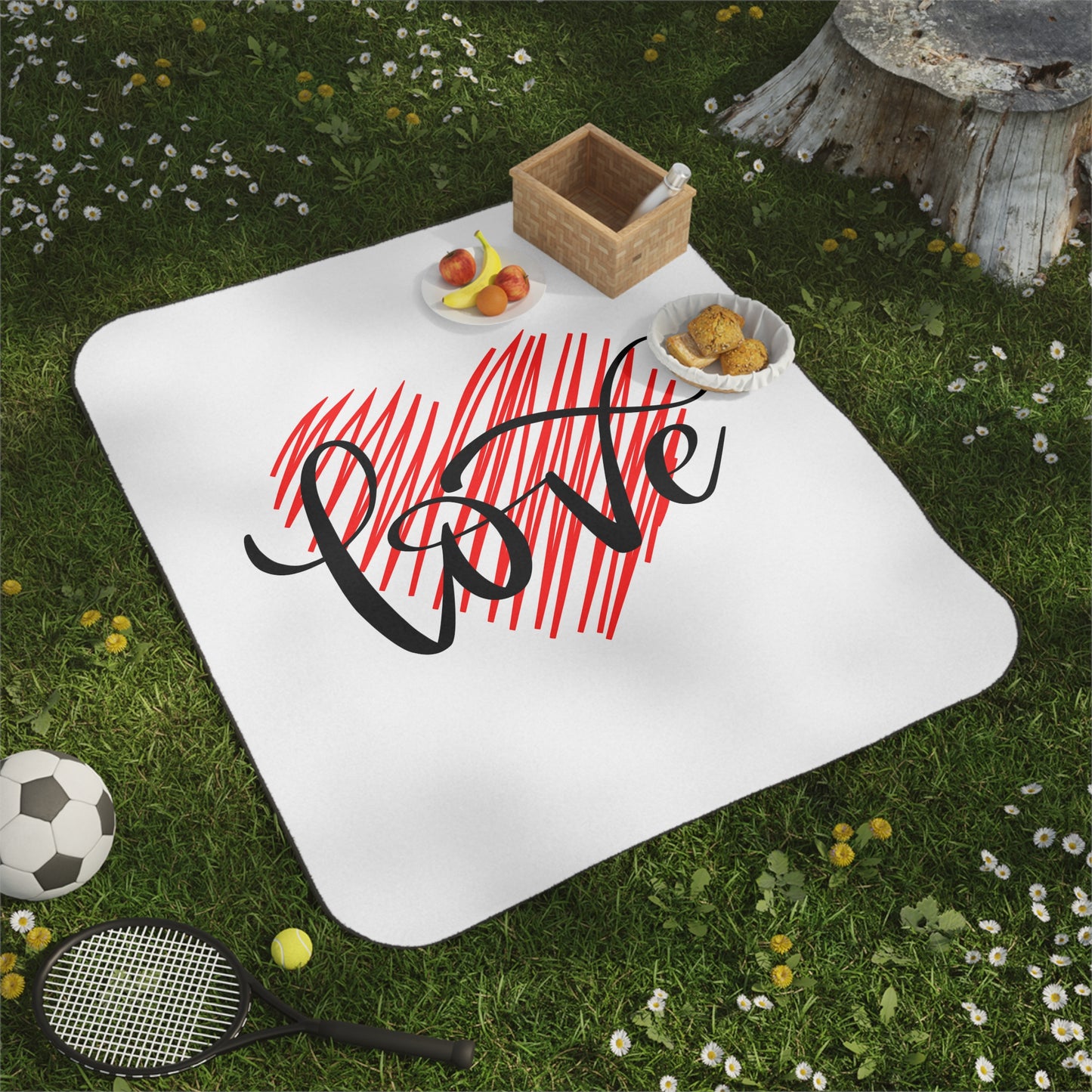 Love inside Heart Printed Picnic Blanket for Valentine Day
