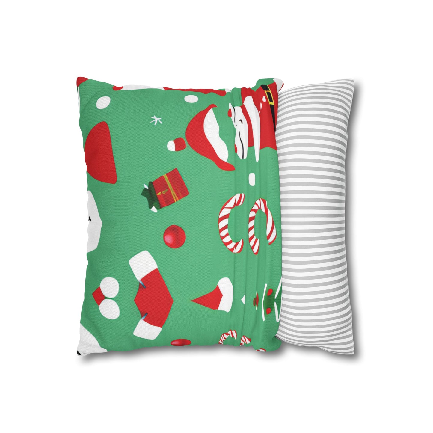 Festive Christmas Square Pillowcase in Soft Spun Polyester with Double-Sided Print