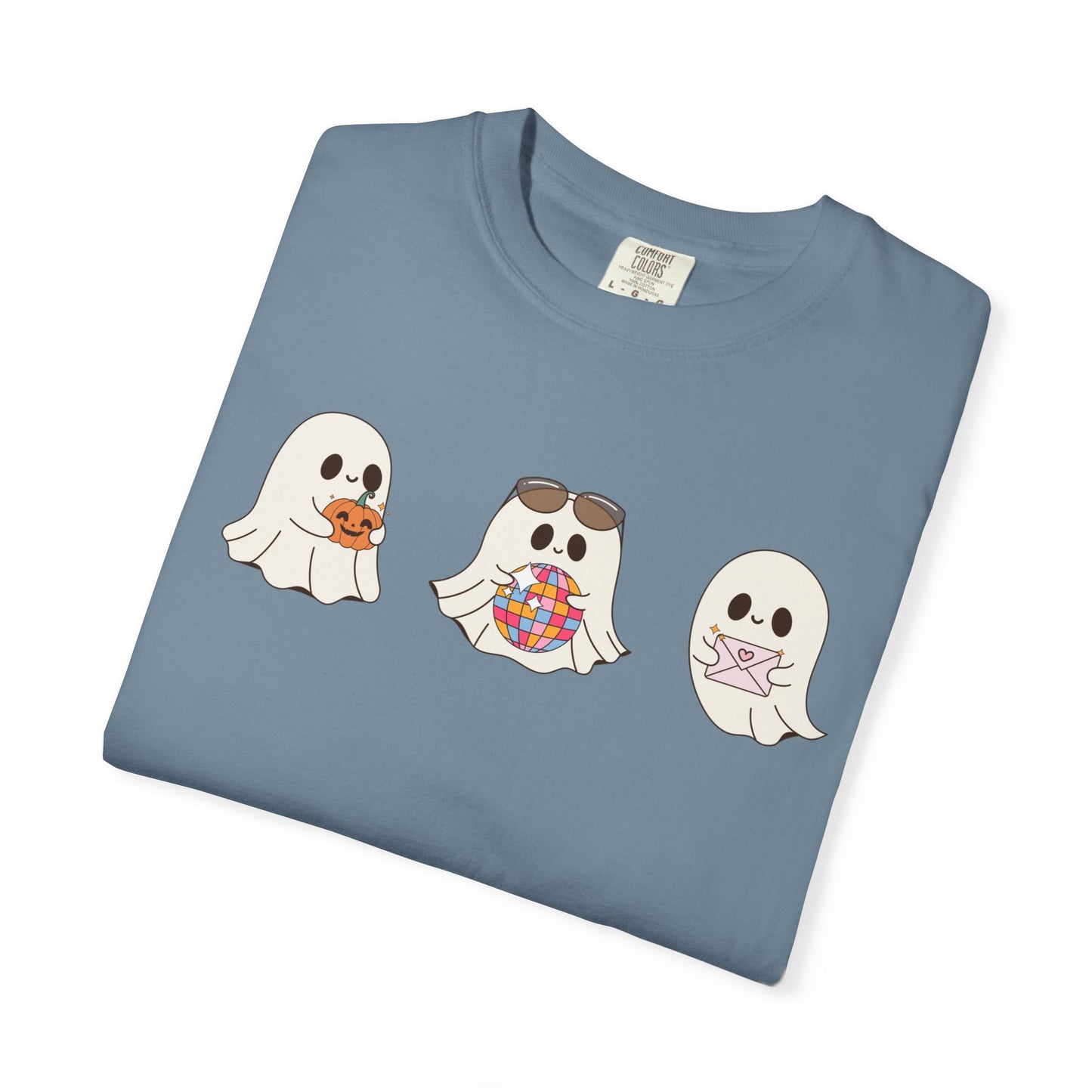 Three Cute Ghosts with Pumpkin, Trick or Treat Party Outfit – October Holiday Shirt