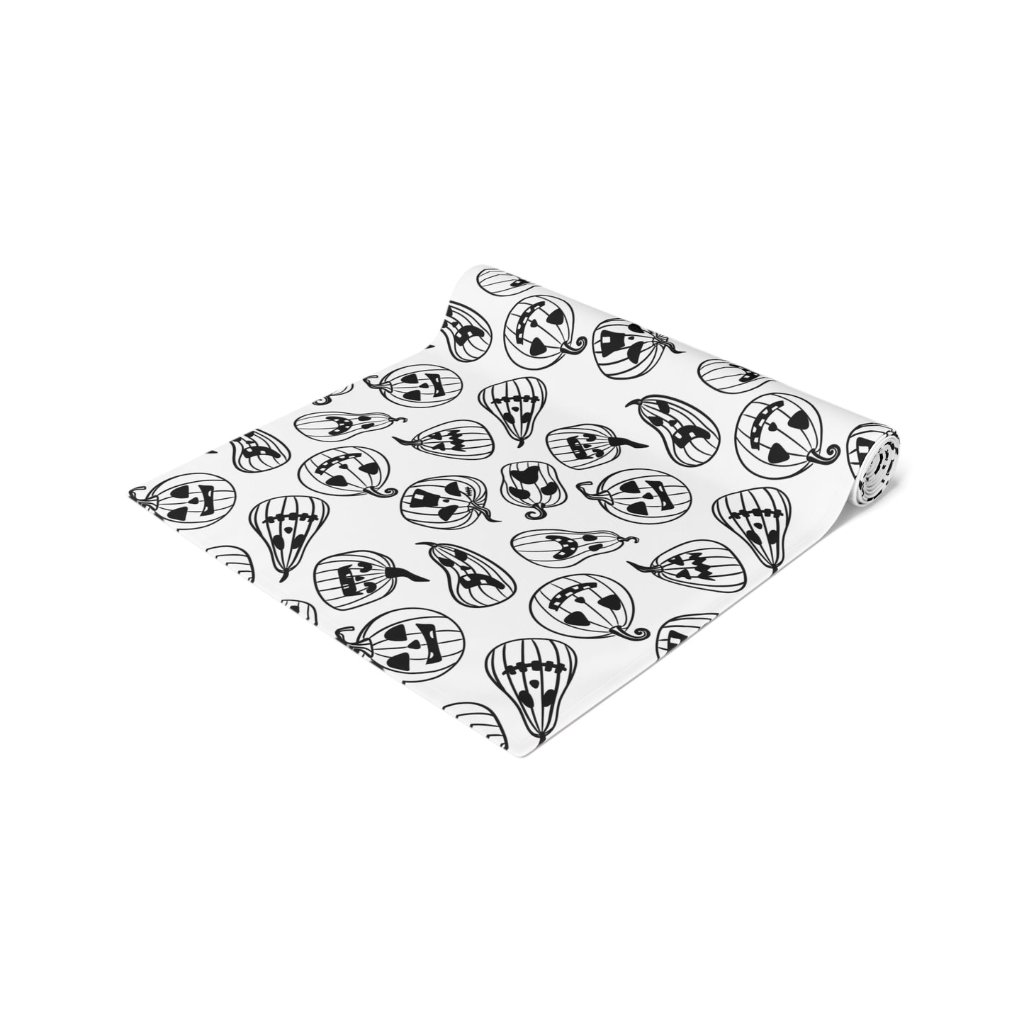 Pumpkin Pattern Table Runner – Black & White Halloween Dining Decor