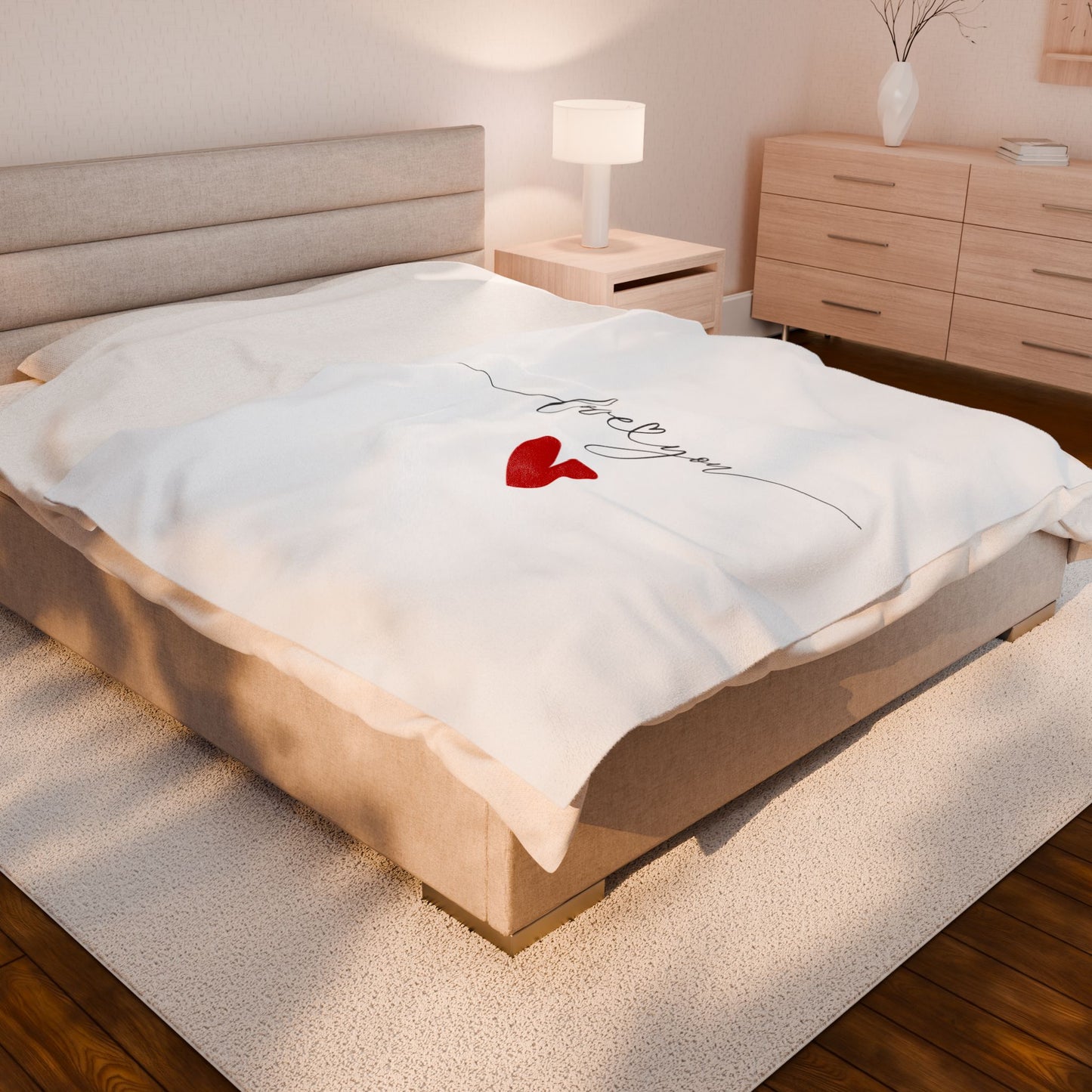 Love You Printed Velveteen Plush Blanket for Valentine