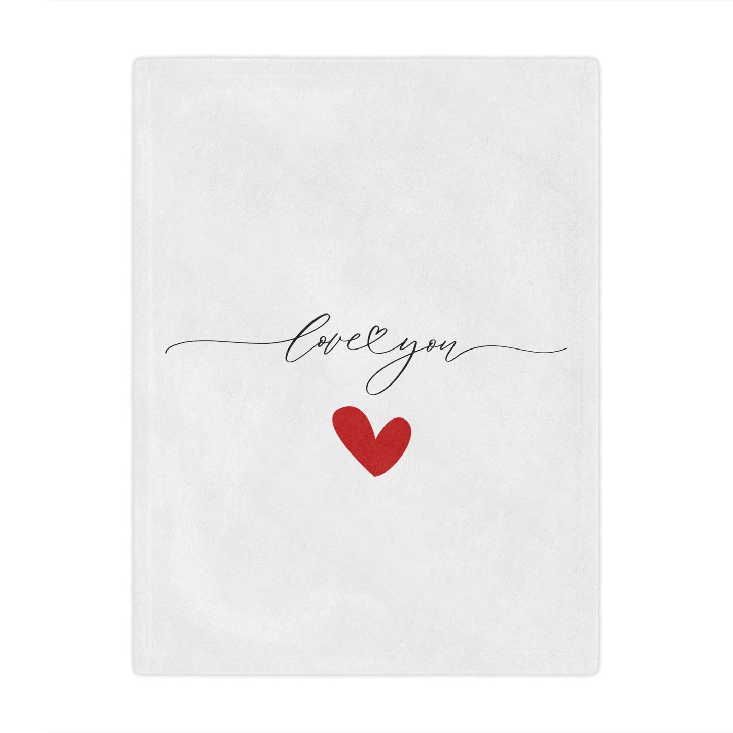 Love You with Heart Printed Valentine Minky Blanket, Red & White