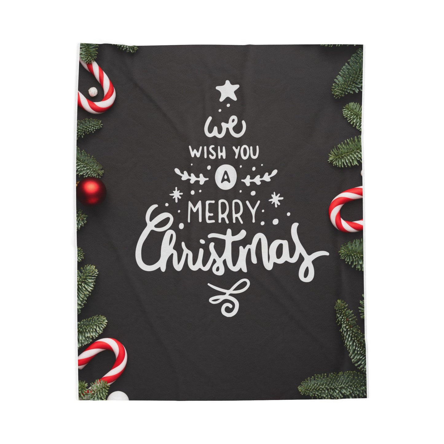 Wish You Merry Christmas Printed Velveteen Plush Blanket