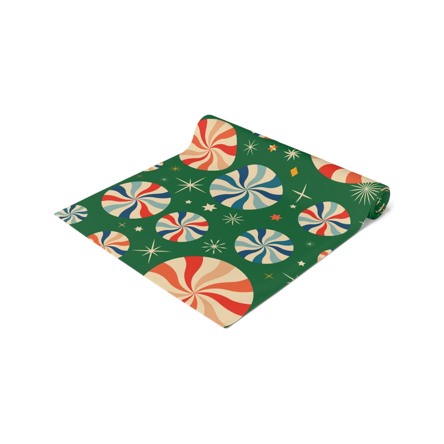 Christmas Peppermint Swirl Table Runner – Festive Green Dining Decor