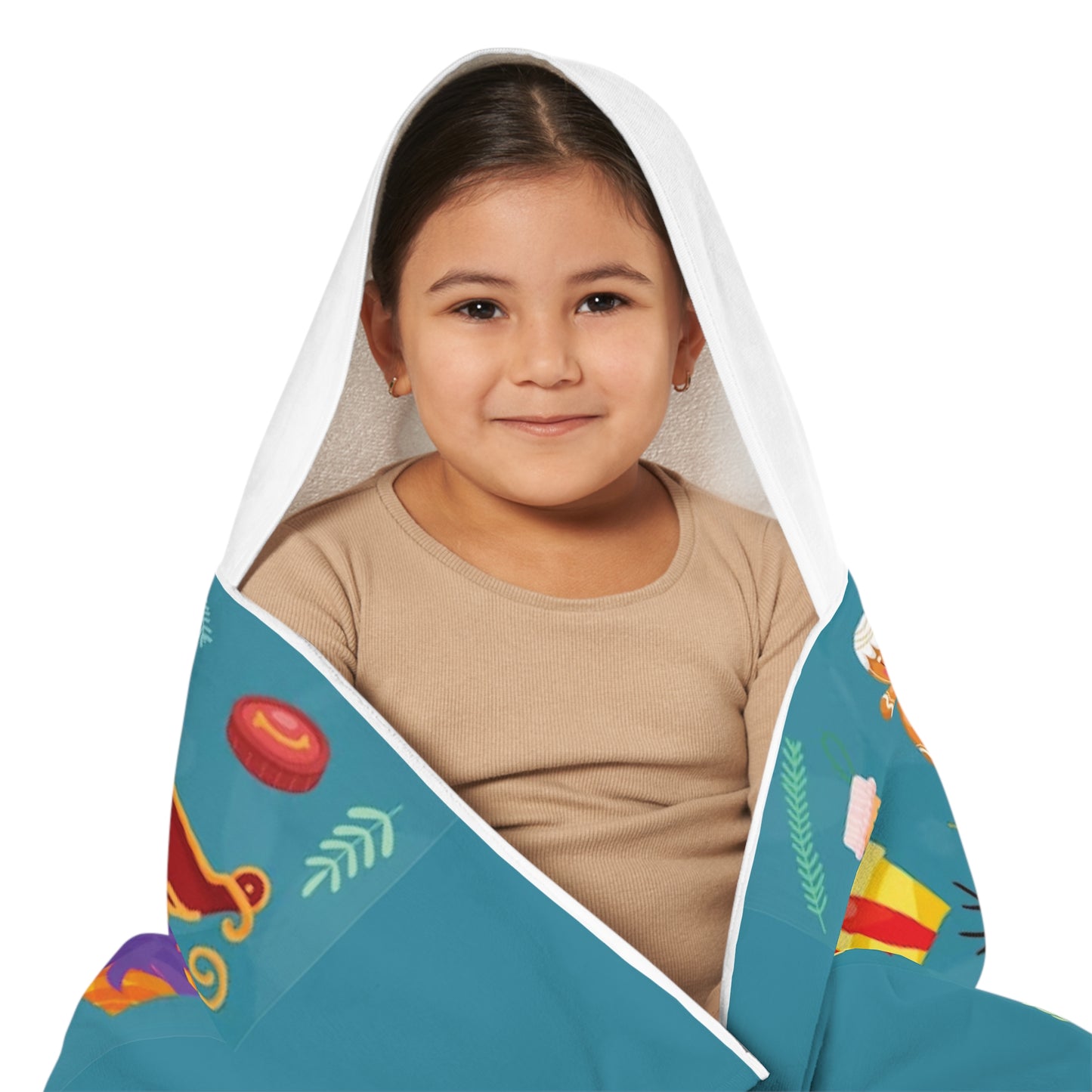 Christmas Youth Hooded Towel – Soft Polyester & Cotton Holiday Kids Bath Wrap