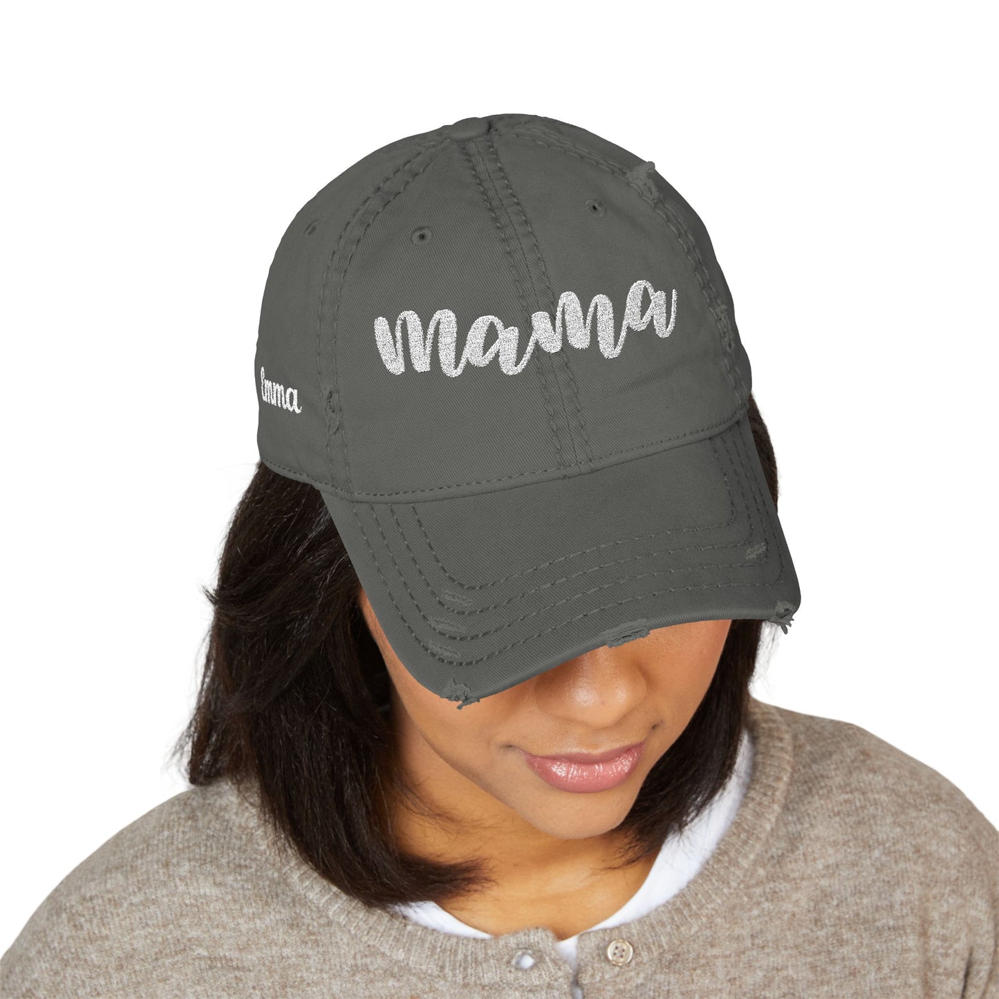 Personalized Embroidered 'Mama' Cap – Custom Distressed Hat for Mother’s Day or Birthday | Thoughtful Gift for Mom