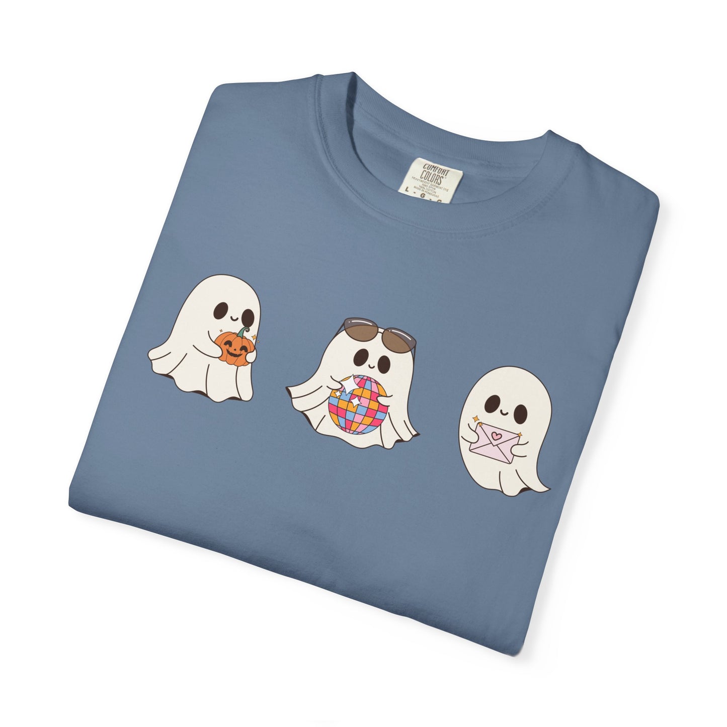 Three Cute Ghosts with Pumpkin, Trick or Treat Party Outfit – October Holiday Shirt