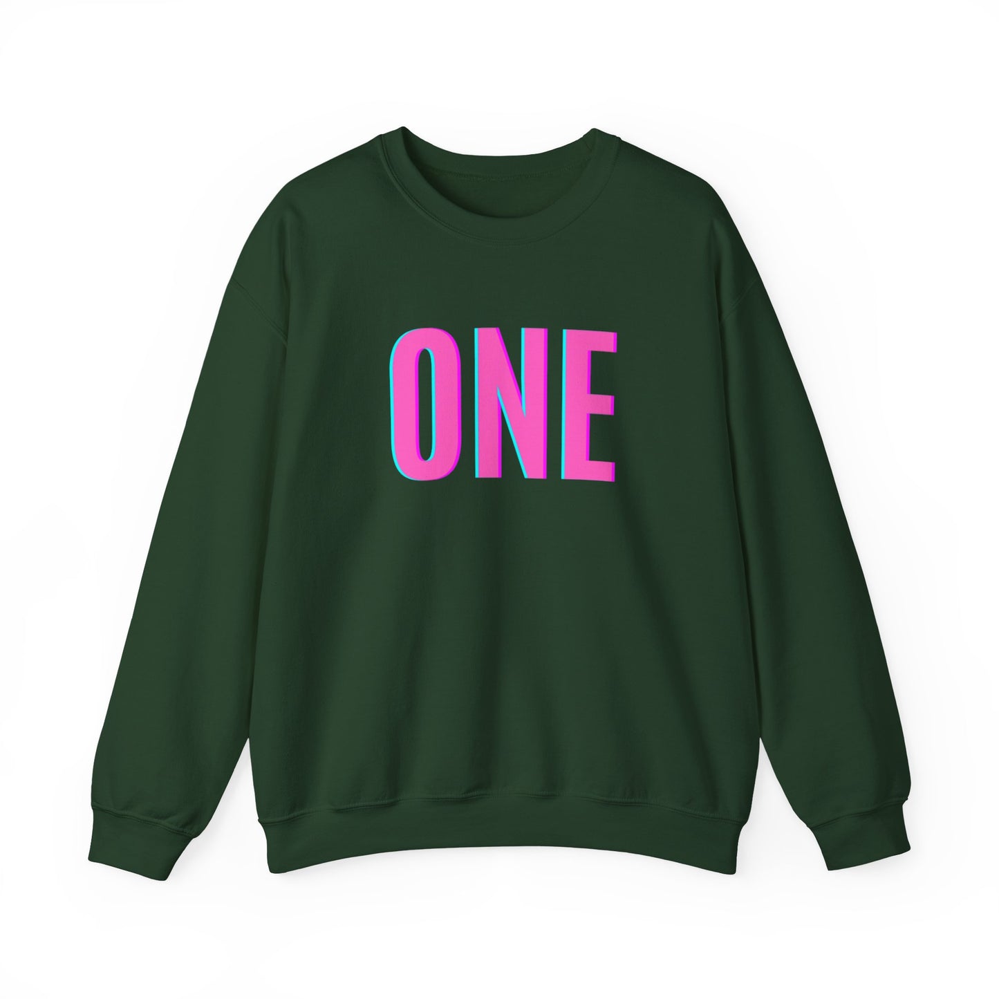 ONE Print White Unisex SweatshirtCrewneck Sweatshirt