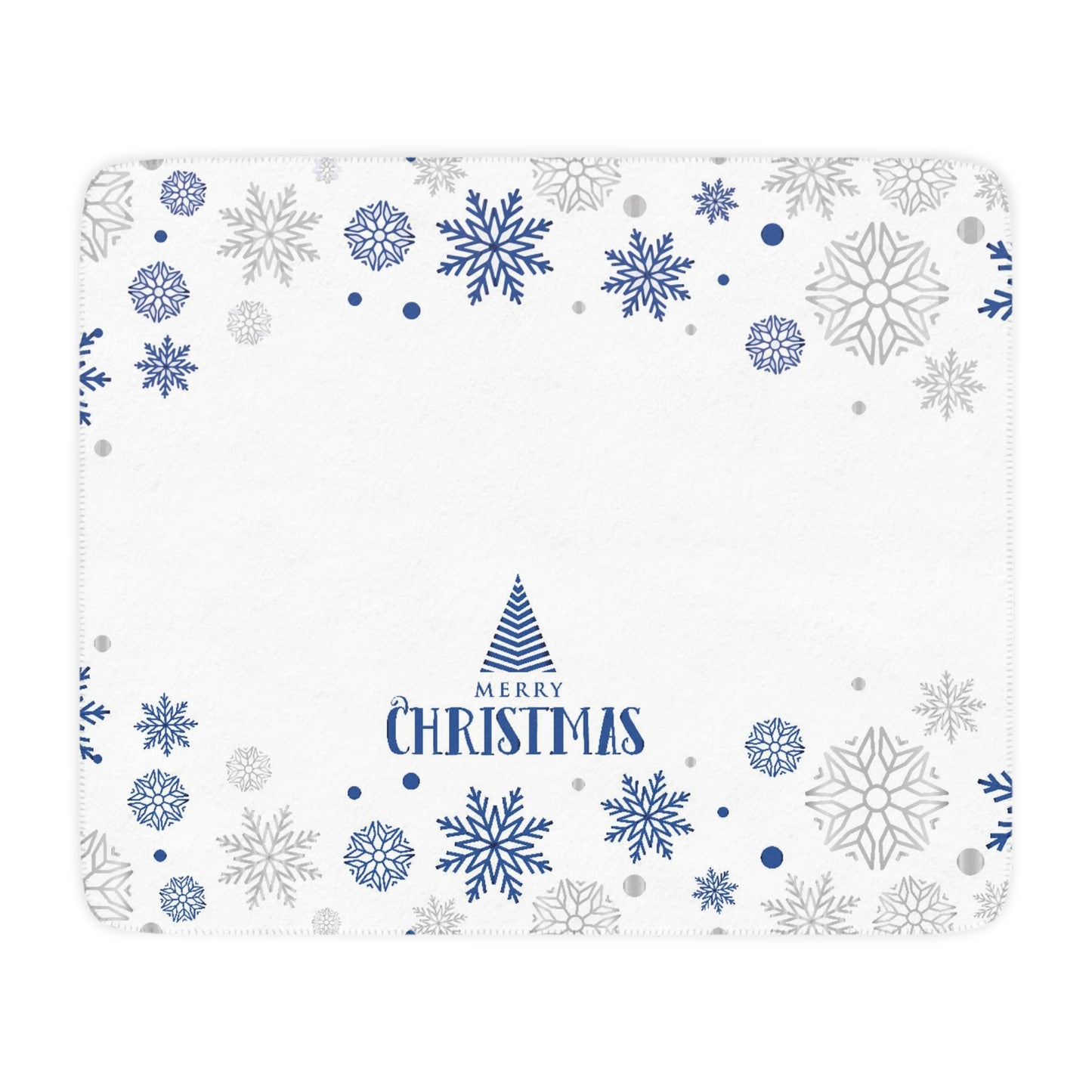 Merry Christmas Tan Sherpa Blanket, White