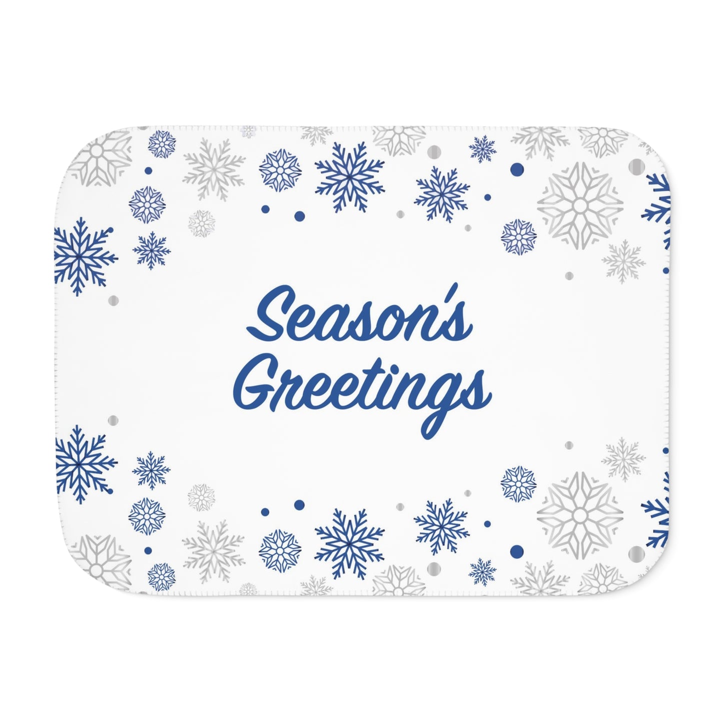Season's Greetings Sherpa Blanket for Christmas Gifts, White