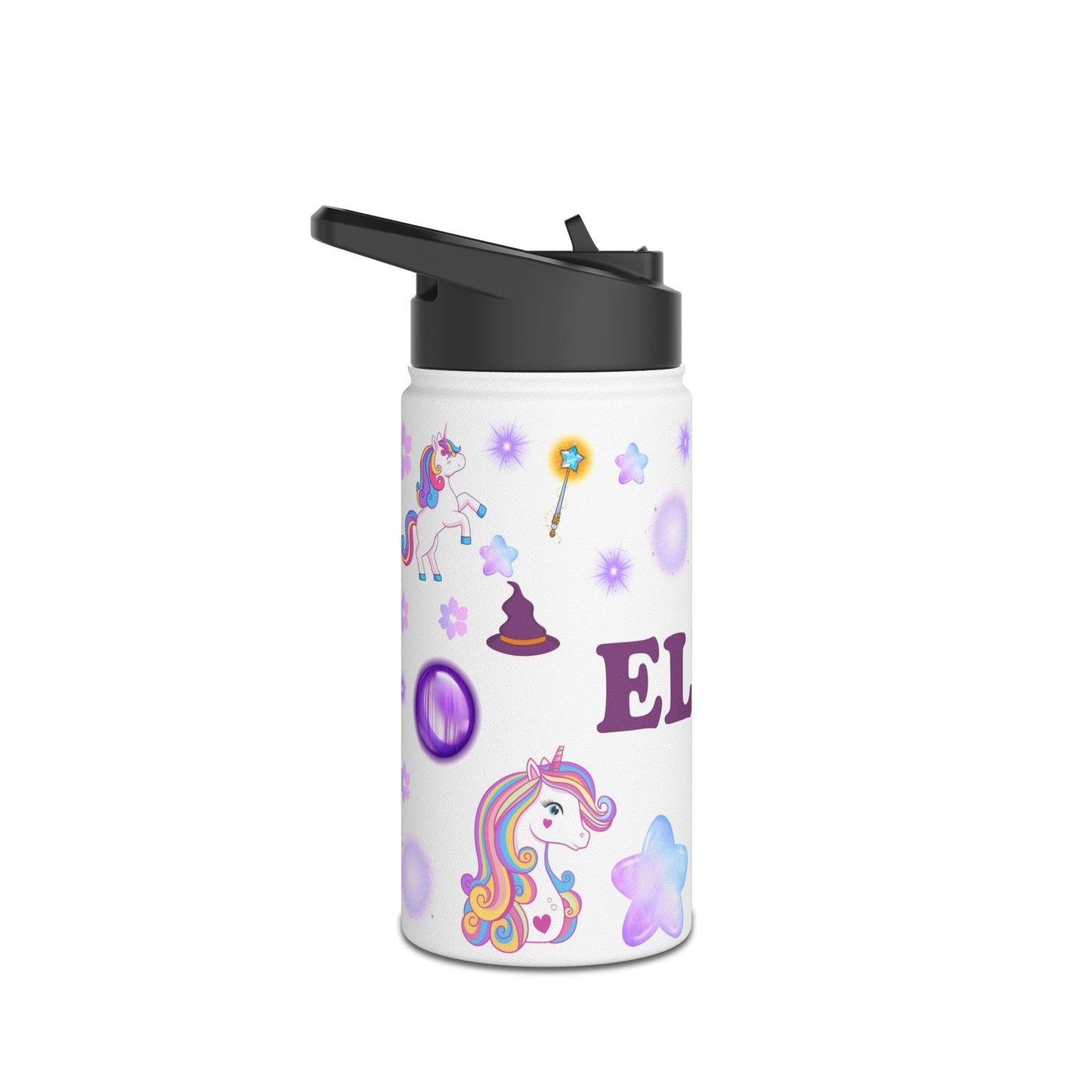 Personalized Glitter Unicorn Water Bottle – Stainless Steel Tumbler for Kids, Birthdays & School