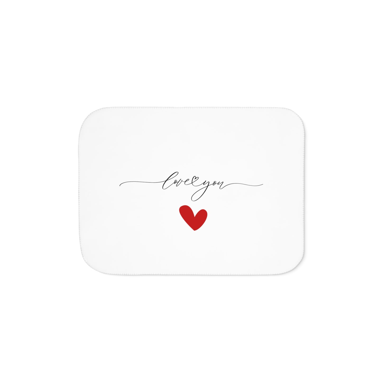 Love You Singnature with Heart Printed Sherpa Blenket for Valentine