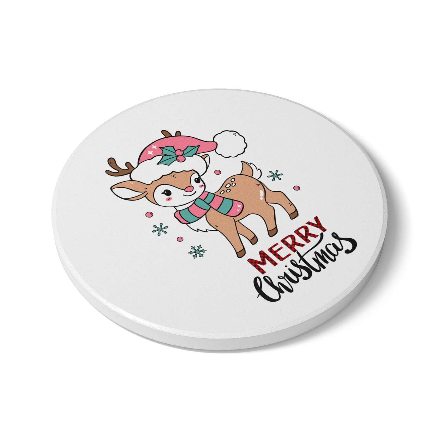 Merry Christmas Reindeer Coaster – Festive Holiday Accessory