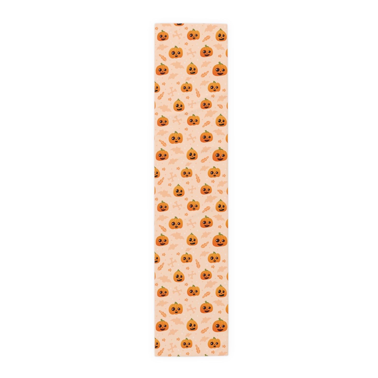 Smiling Pumpkin Table Runner – Playful Halloween Fall Dining Decor