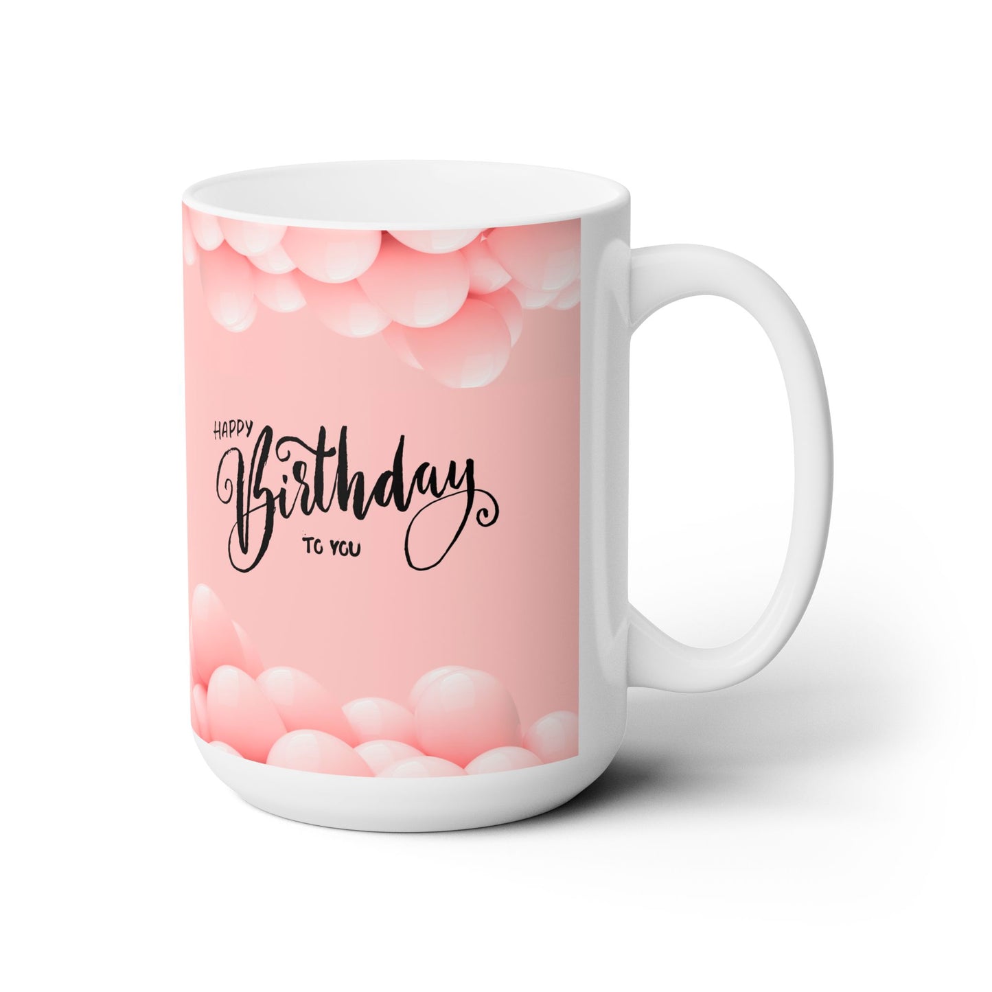 Happy Birthday Ceramic Mugs 15 oz, Pink, Birthday Gift for Her
