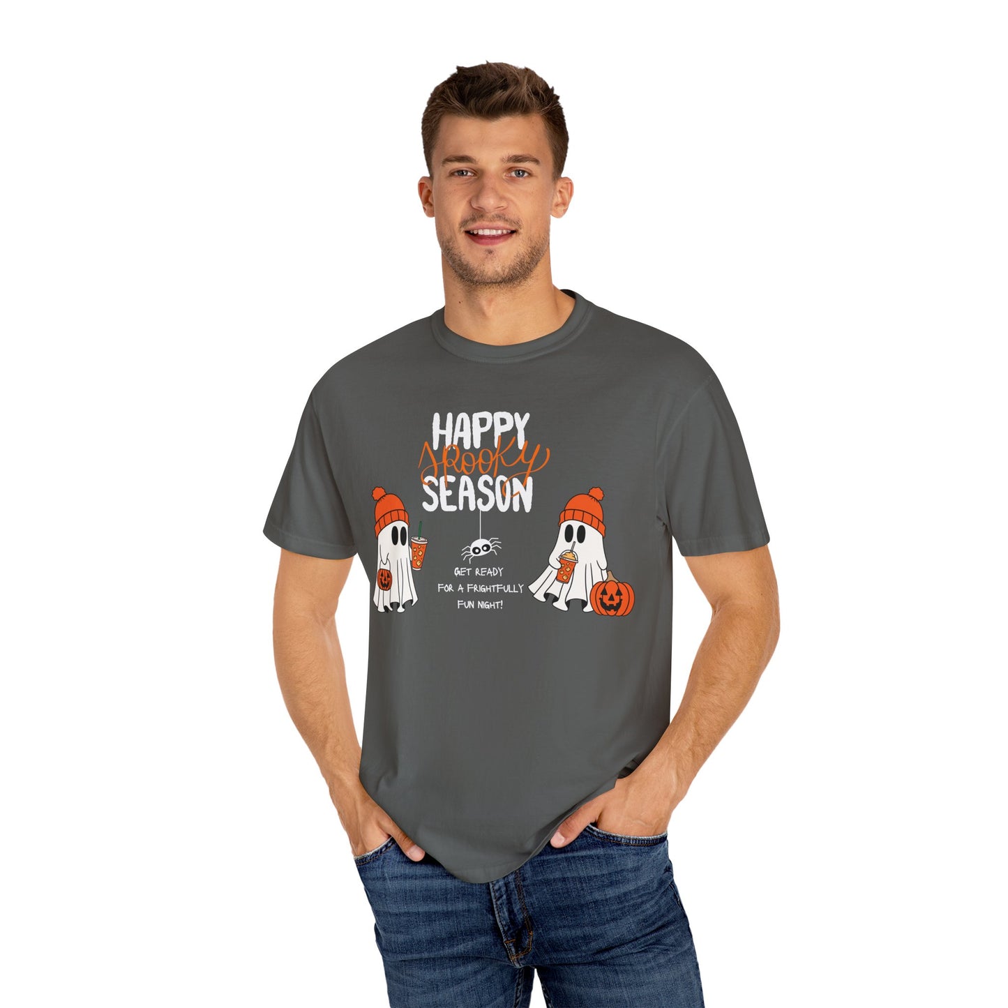 Spooky Season Ghosts Tee – Cozy Drinks & Chilling Vibes!