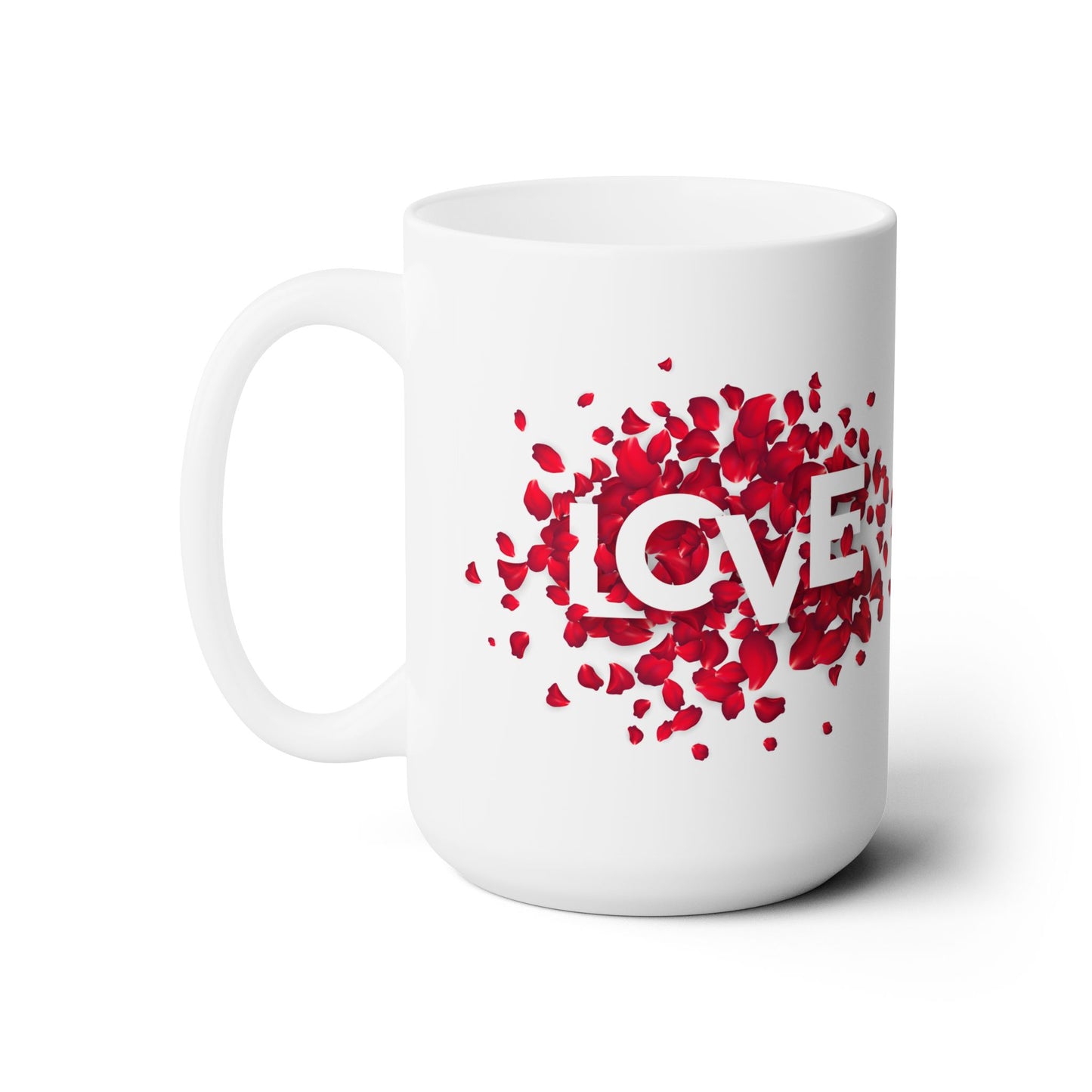 Love with Heart made of Flower Printed Ceramic Valentine Mug, 15oz
