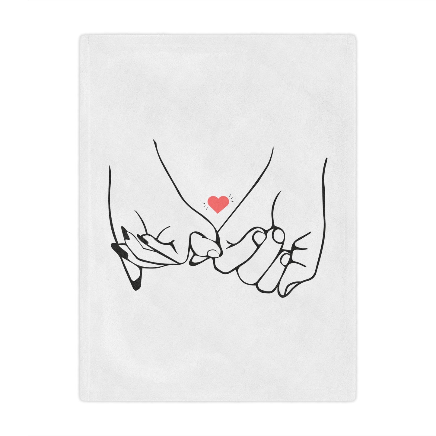 Couple's Hand with Love You Printed Valentine Minky Blanket