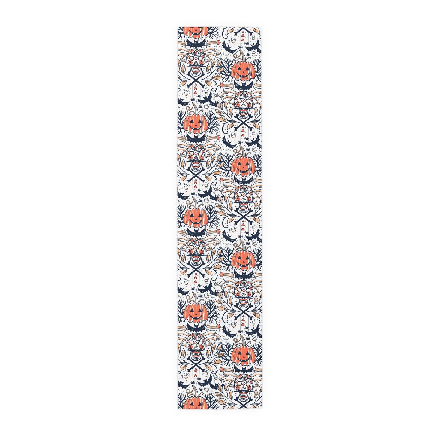 Halloween Table Runner – Pumpkin & Skull Gothic Fall Decor