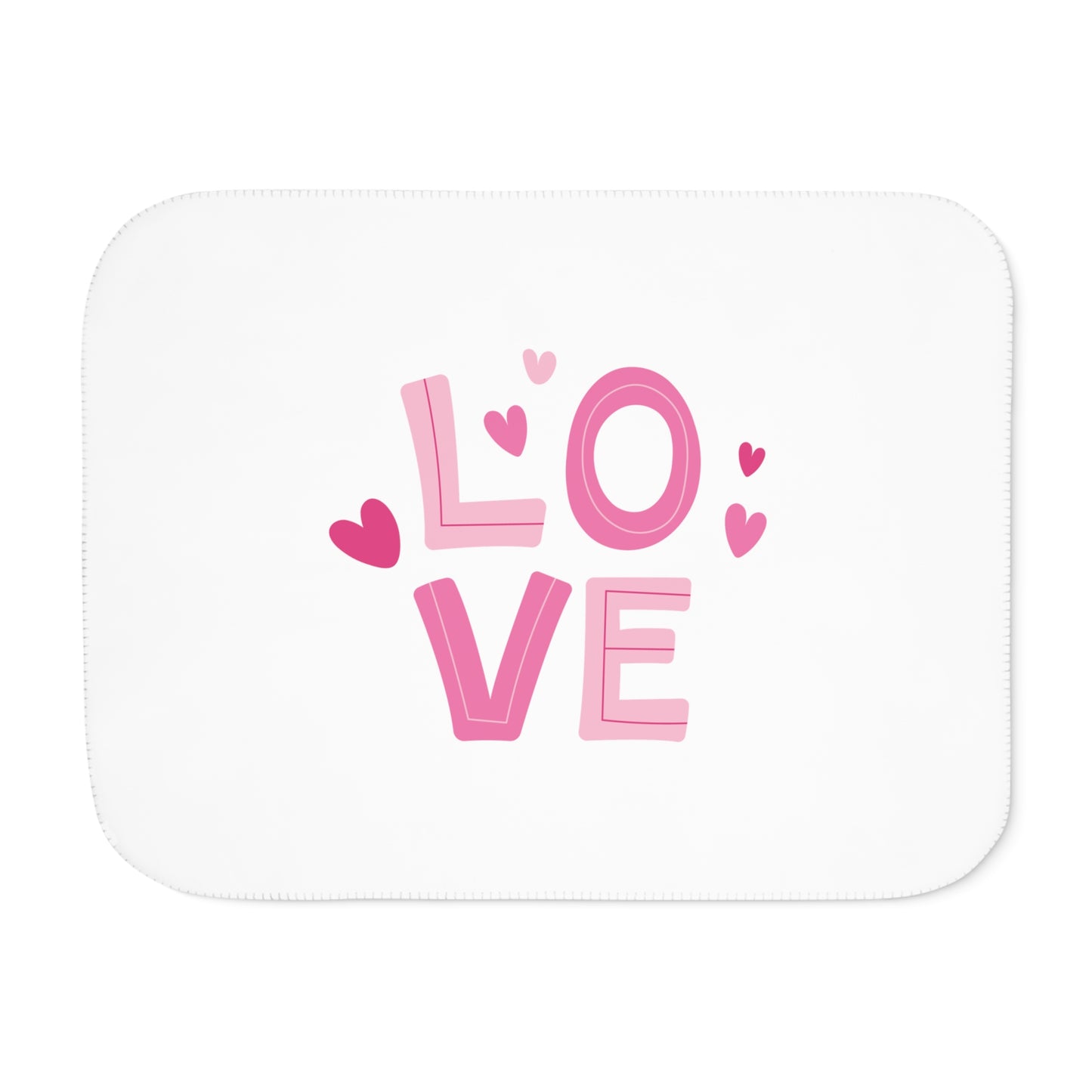Love with Hearts Printed Sherpa Blenket, Pink