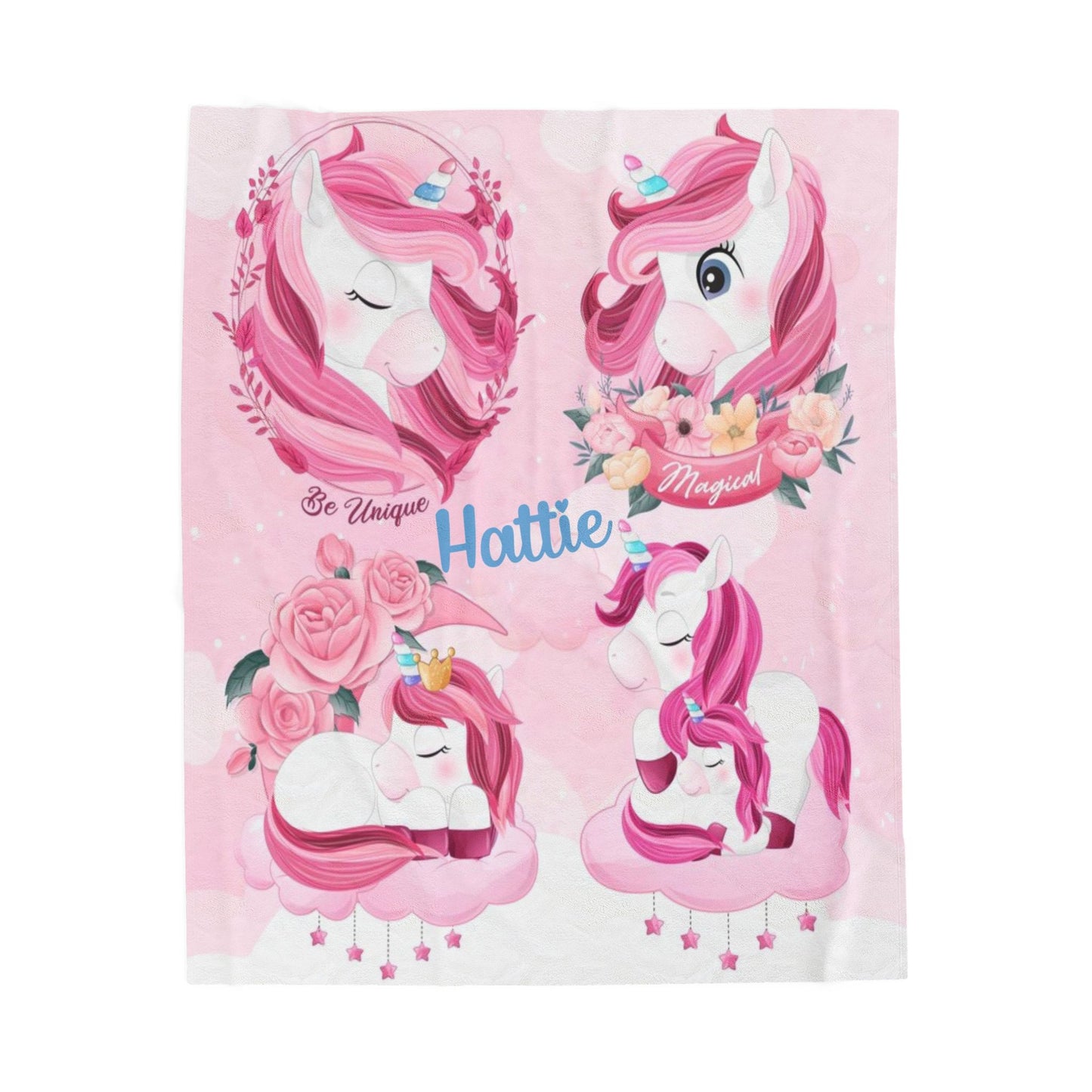 Personalized Unicorn Blanket for Kids – Soft Plush Velveteen Throw for Girls – Magical Custom Gift for Birthdays & Holidays