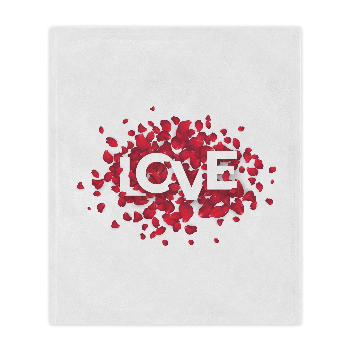 Love with Heart made of Flower Printed Valentine Minky Blanket, White & Red