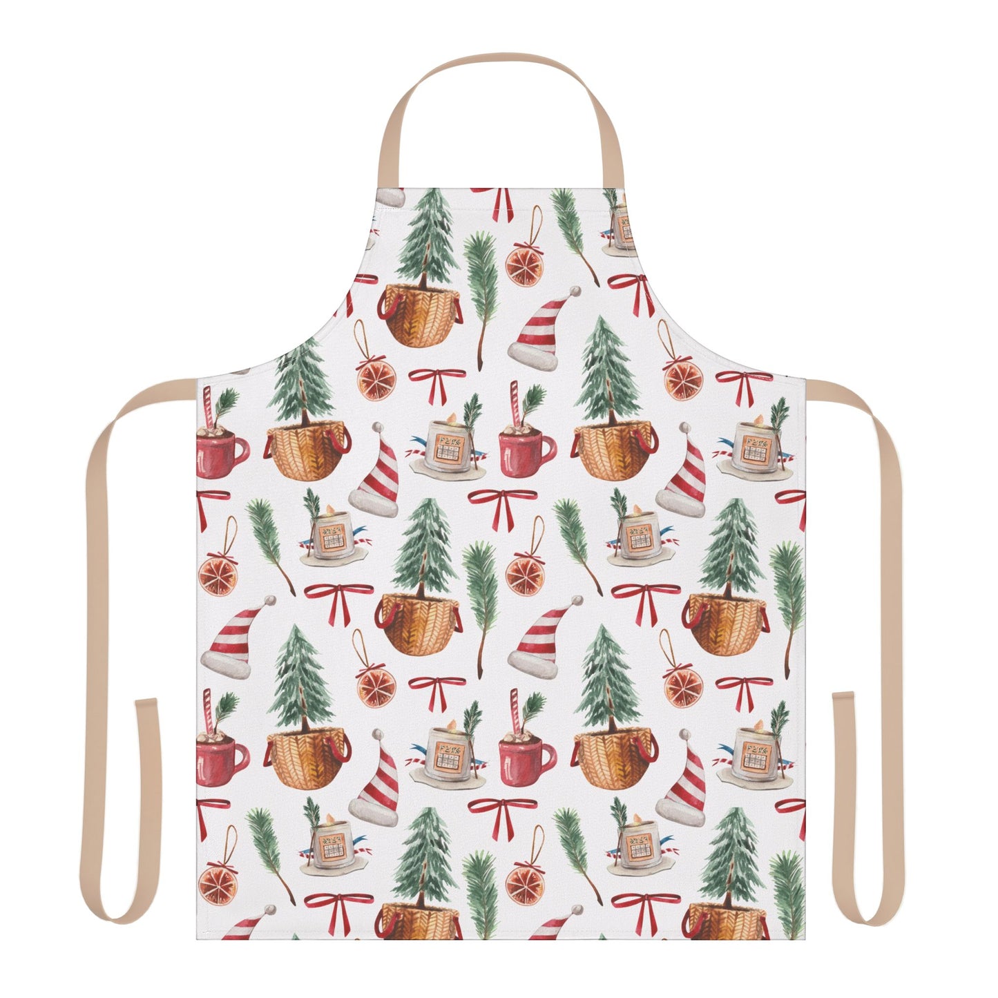 Festive Christmas Apron with Cheerful Holiday Prints and Seasonal Motifs